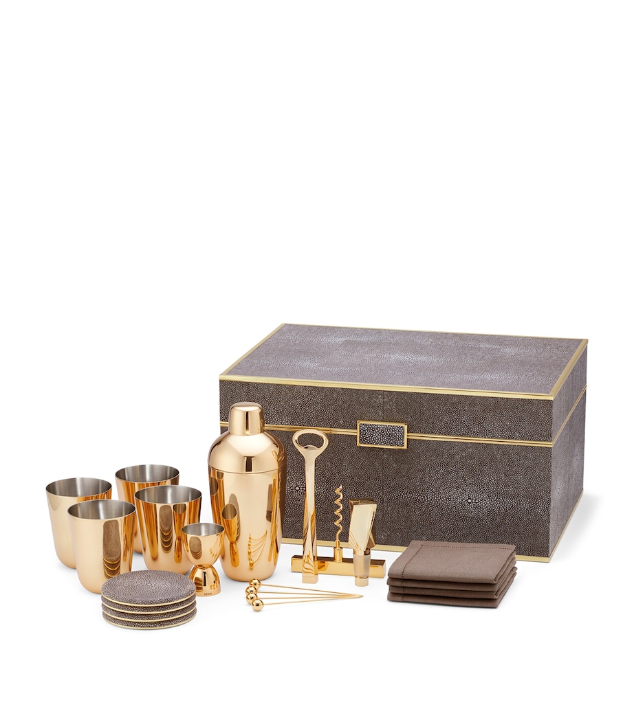 Aerin Shagreen Classic Bar Set Chocolate Image 2