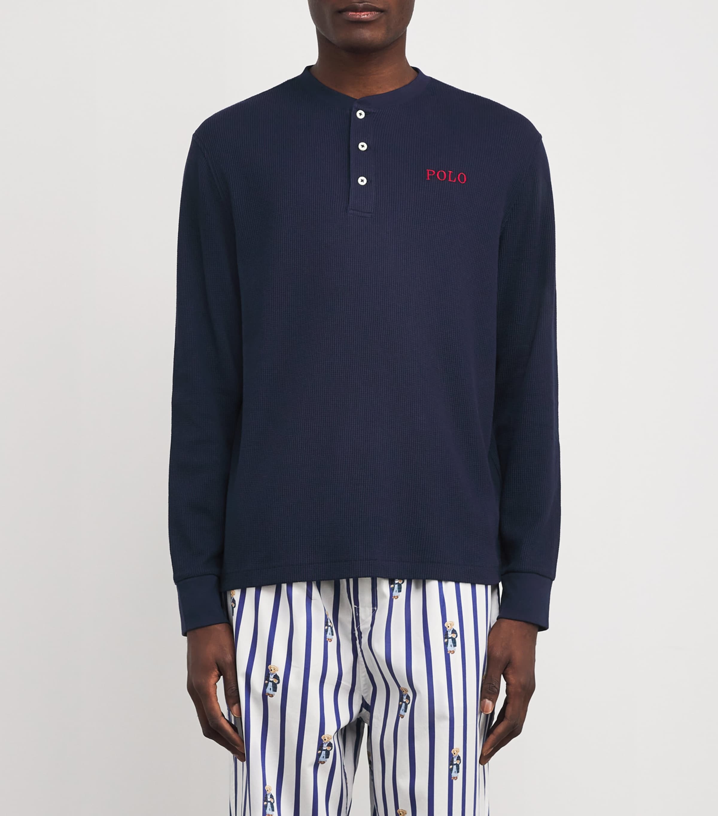 Polo Ralph Lauren Cotton-Blend Henley T-Shirt Cruise Navy Image 3