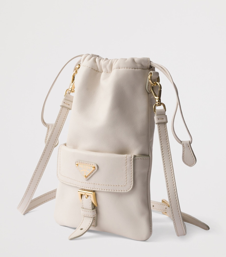 Prada Nappa Leather Drawstring Pouch Neutral Image 2