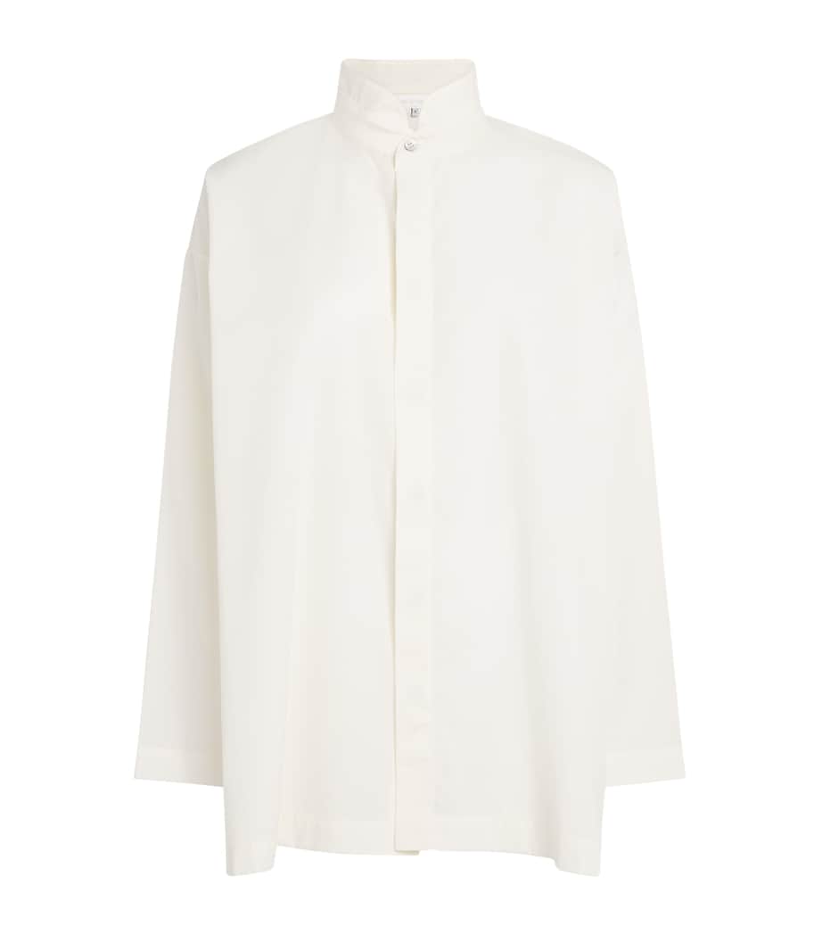 Cotton Slim Double Stand-Collar Shirt IVORY Image 1