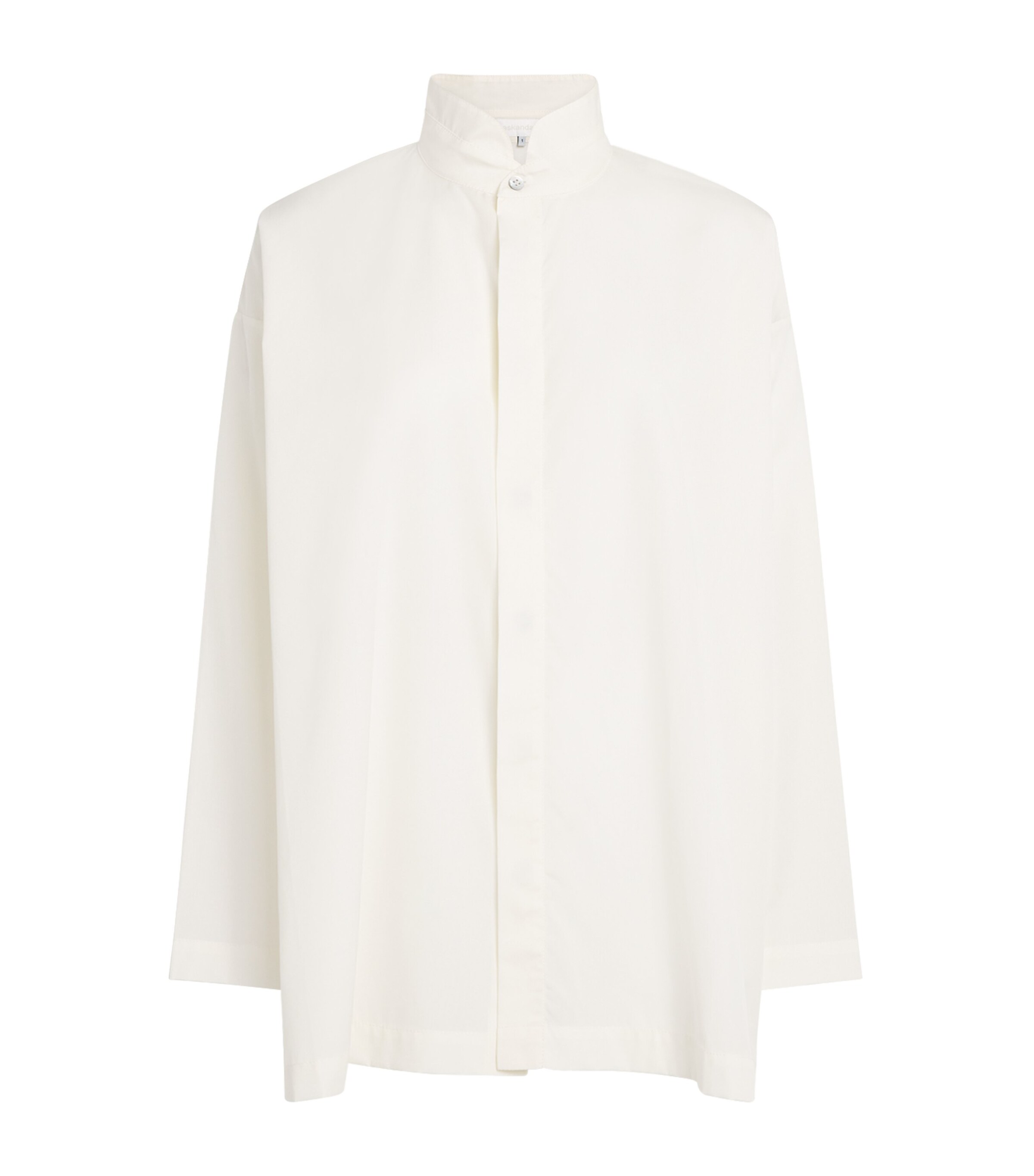 Eskandar Cotton Slim Double Stand-Collar Shirt | Women Clothing | Tops | Workwear | Designers | Eskandar | Shirts & Blouses
