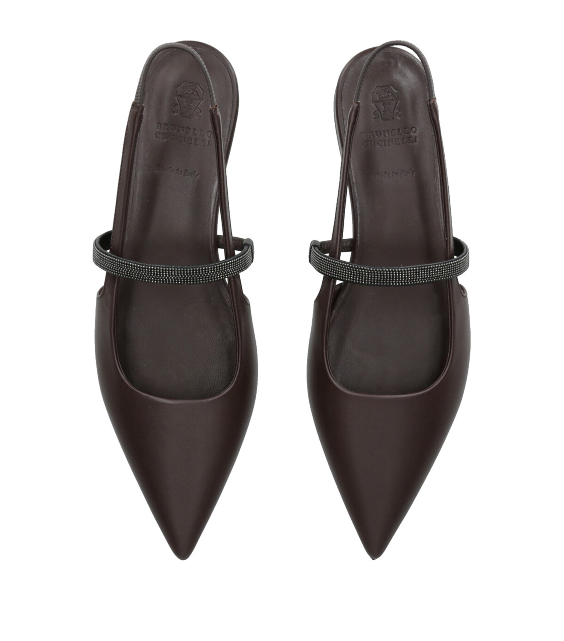 Brunello Cucinelli Suede SlingBack Flats Dark Brown Image 4