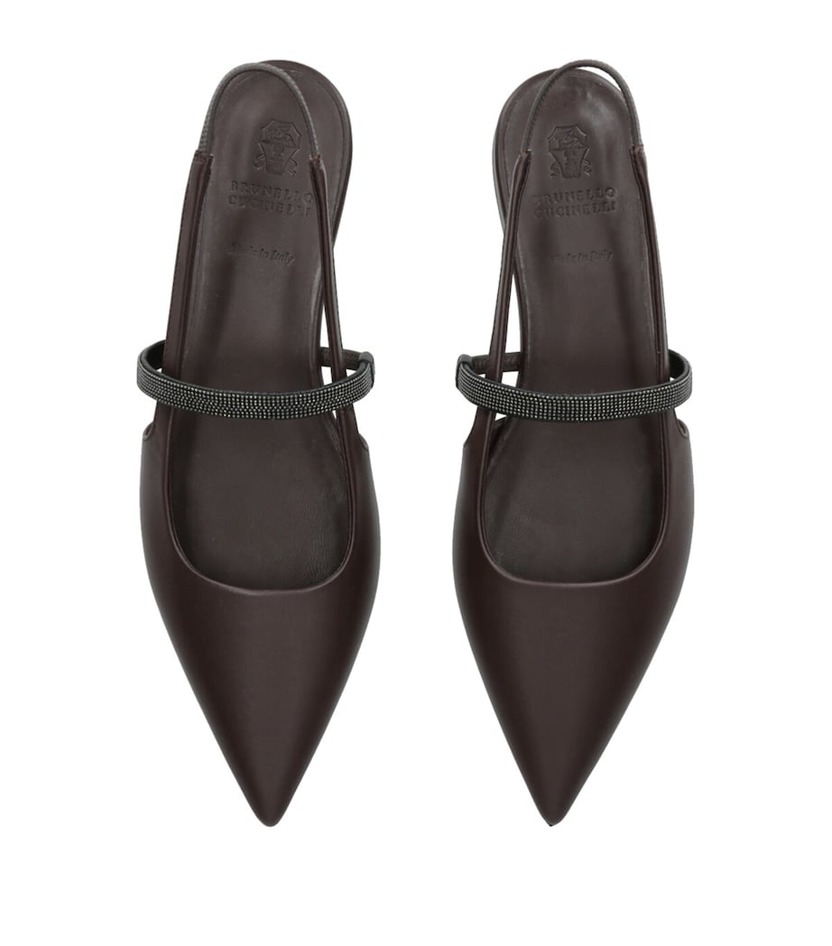 Brunello Cucinelli Suede SlingBack Flats Dark Brown Image 4