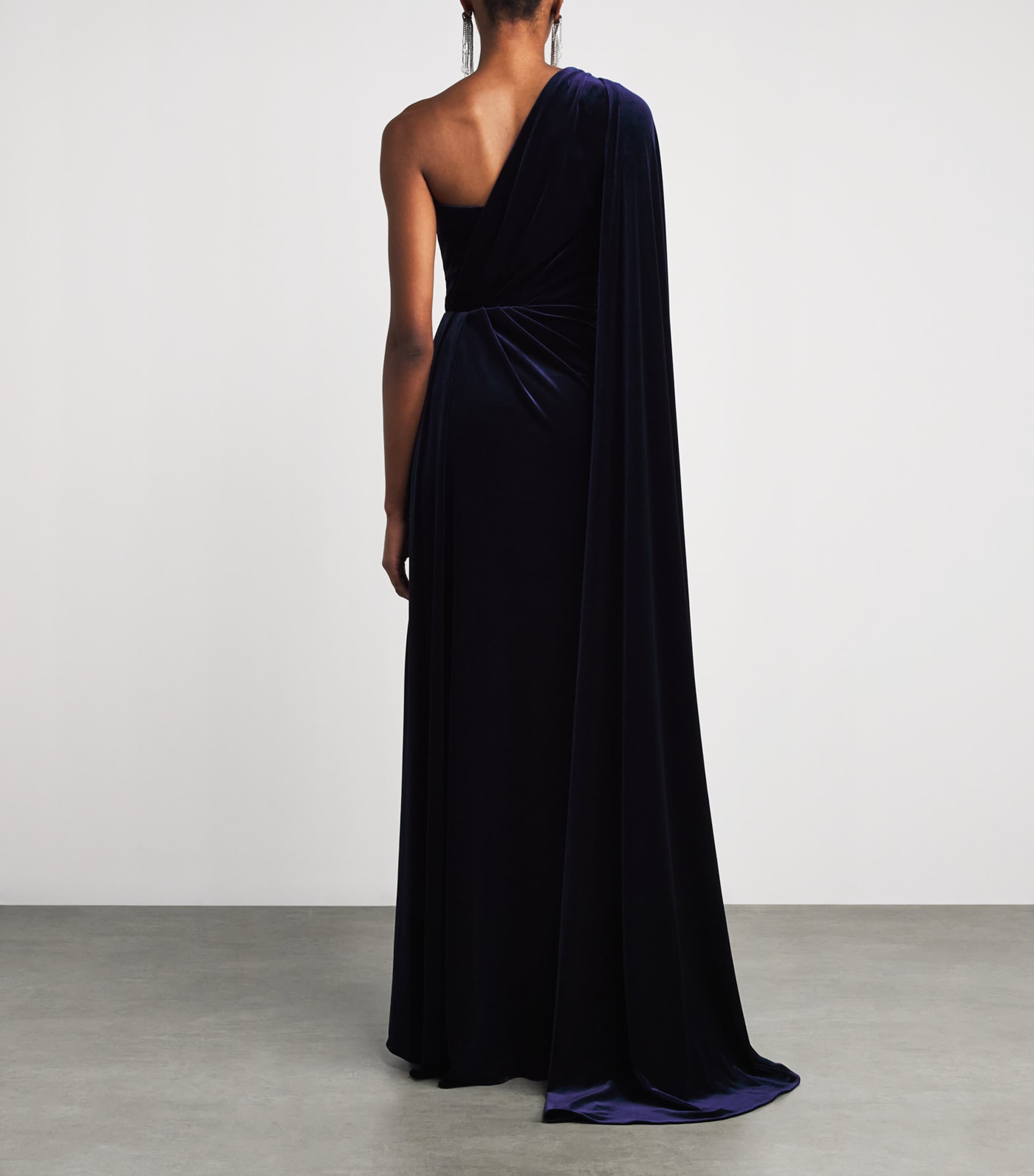Velvet One-Shoulder Gown OCEAN Image 3