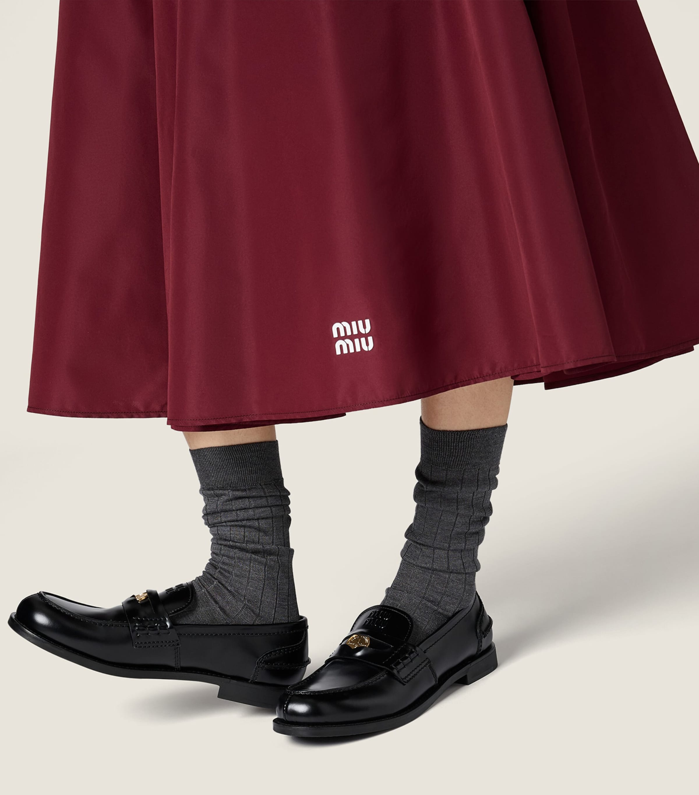 Miu Miu Womens Technical Drawstring Midi Skirt Image 4