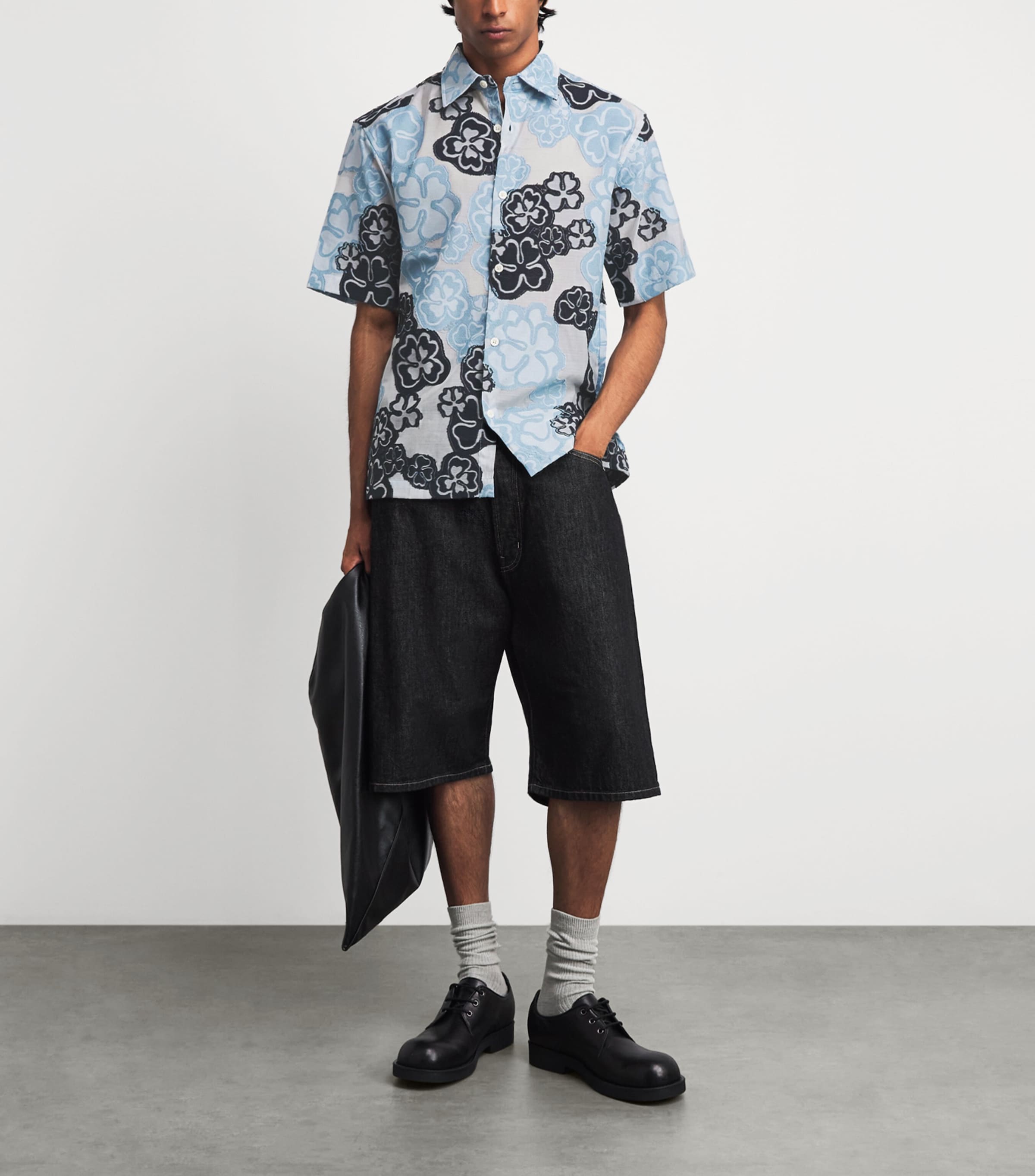 NN.07 Mens Floral Jacquard Freddy Shirt Blue Multi Image 2