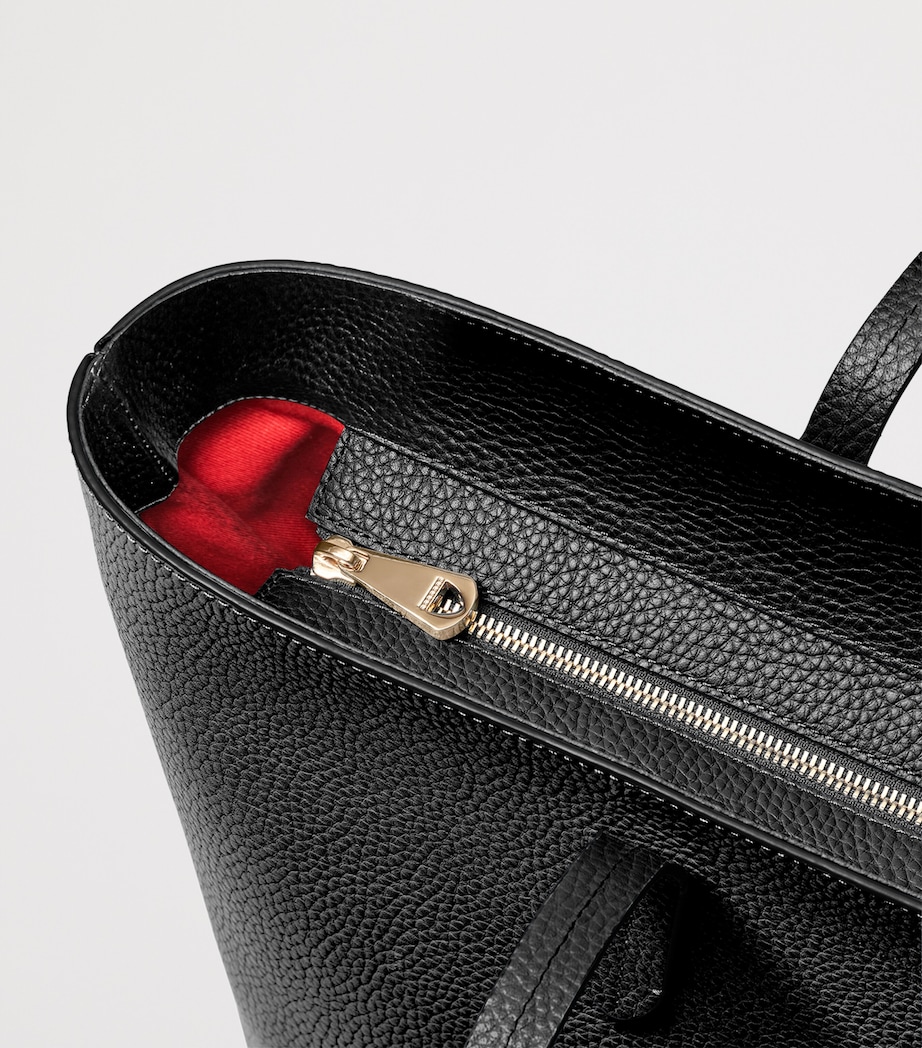 Leather East West Tote Bag BLACK Image 4