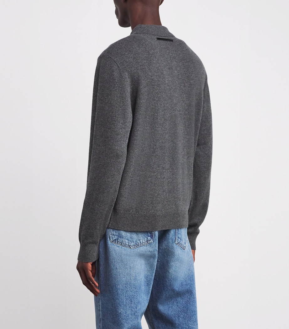 Cashmere Long-Sleeve Polo Shirt 1PG - GREY Image 4