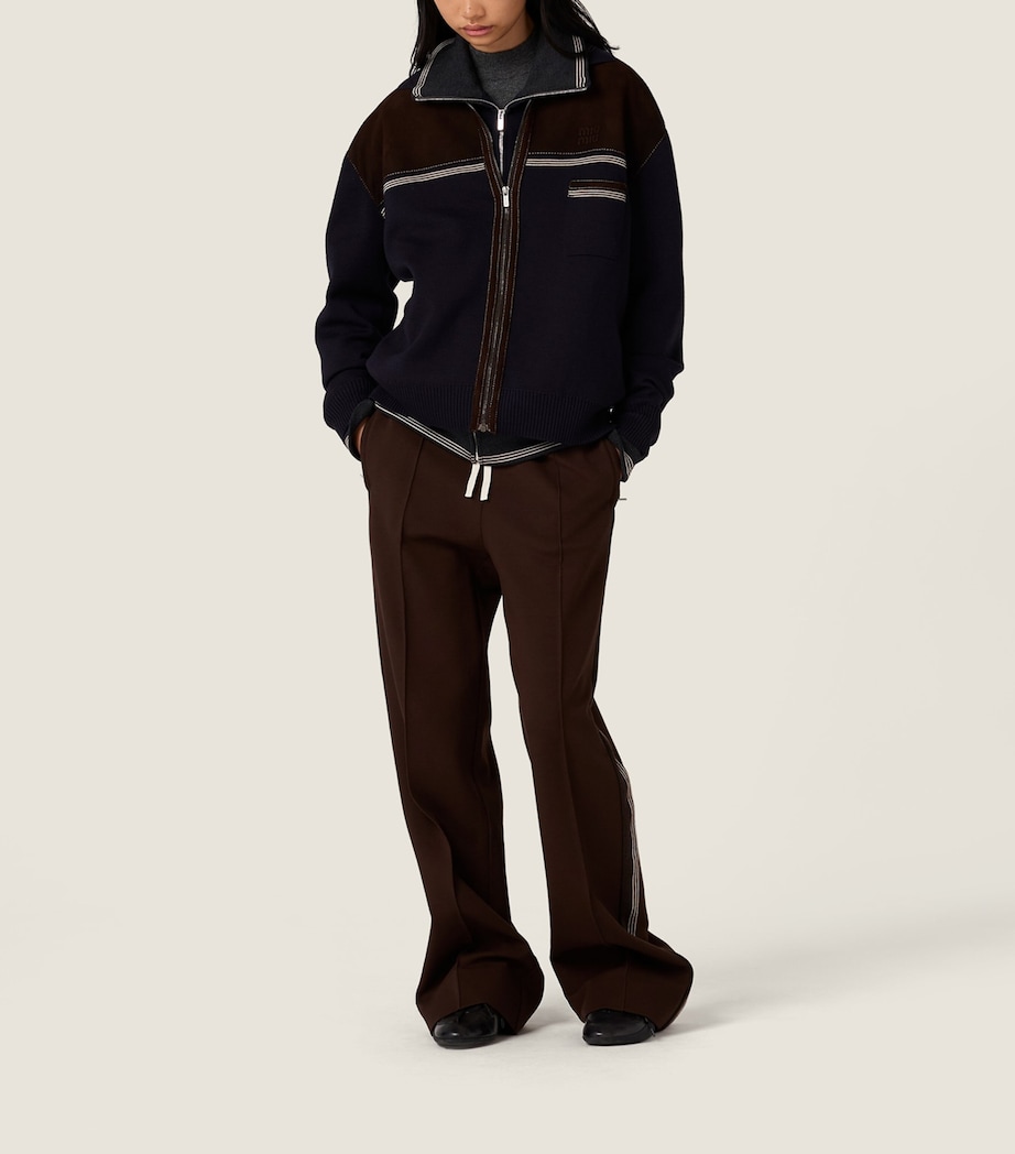 Wool Suede-Trim Cardigan F057W Image 2