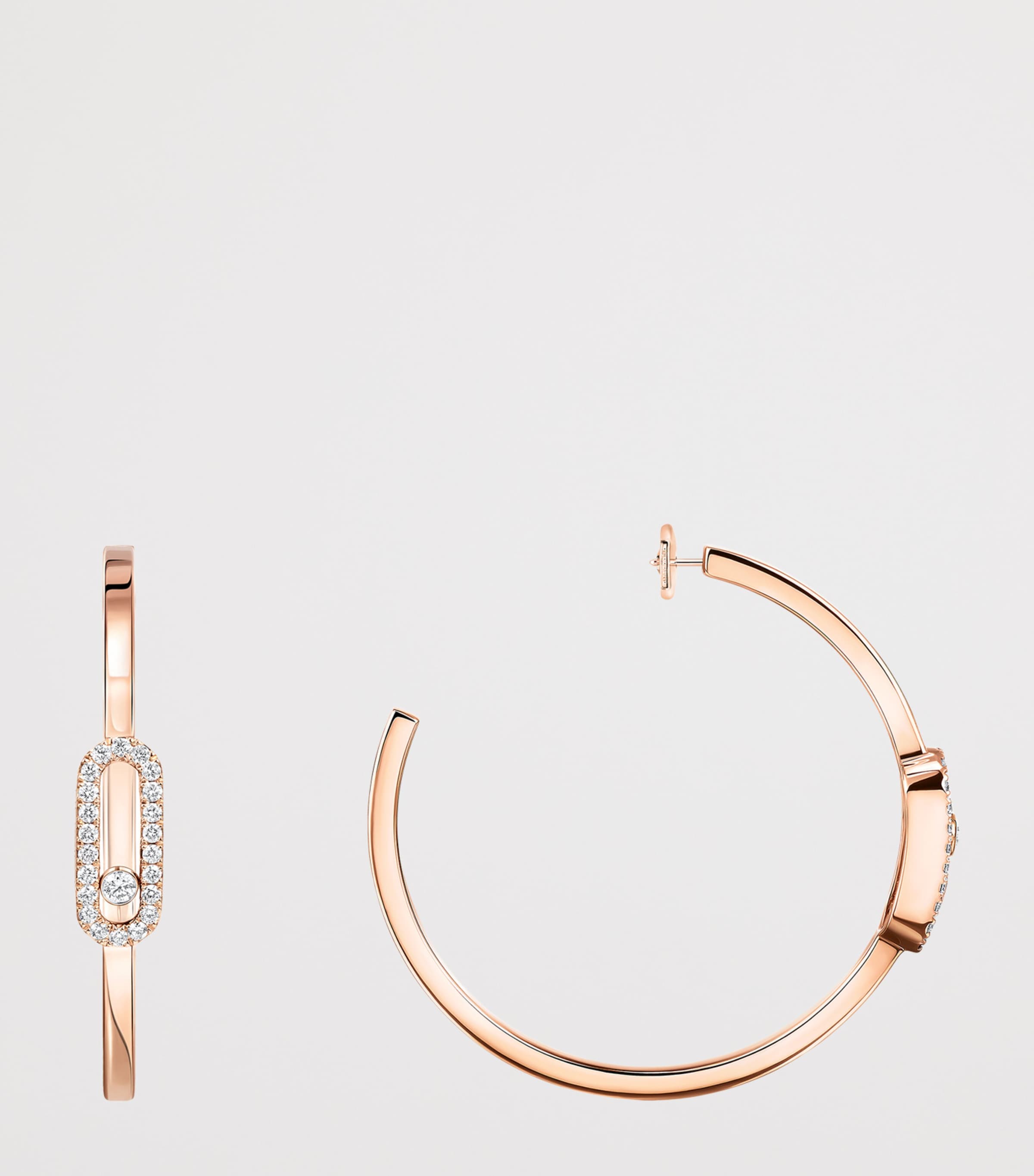 Messika Move Uno Pink Gold and Diamond Hoop Earrings (0.29ct) Pink Gold Image 3