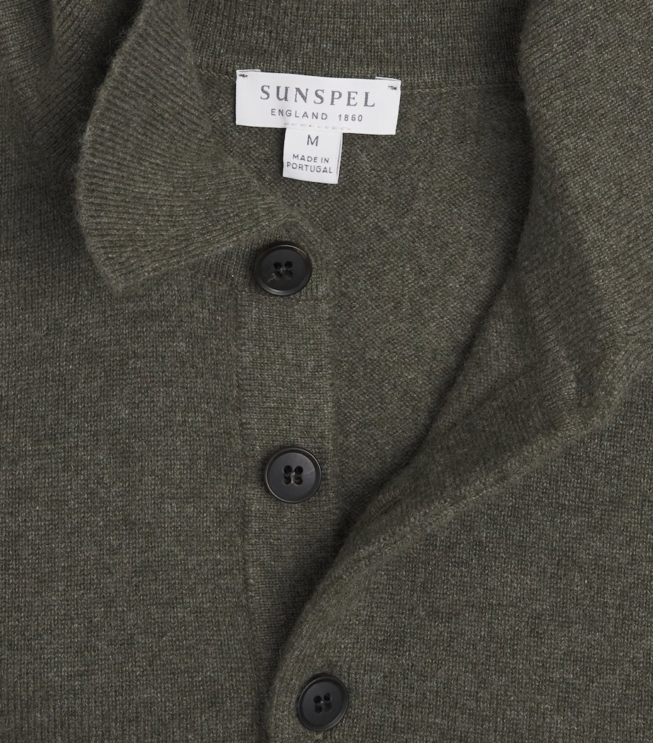 Sunspel Mens Cashmere Long-Sleeve Polo Shirt Image 6