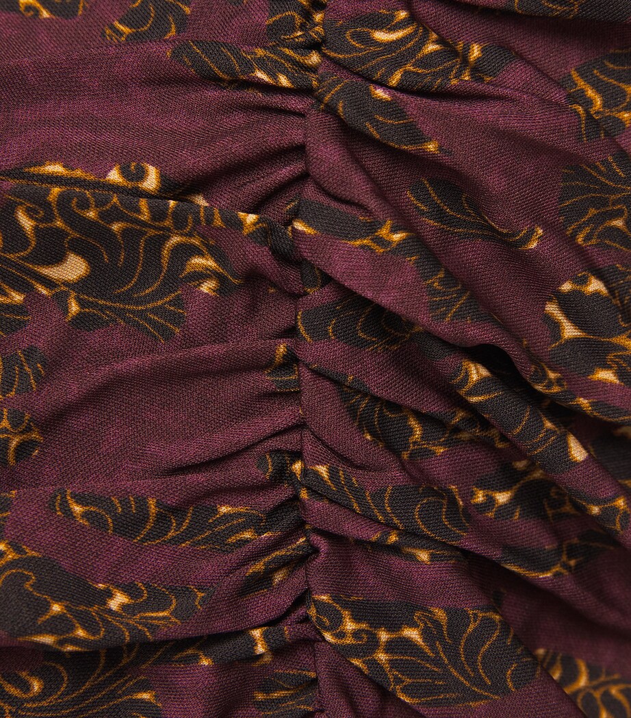 Ulla Johnson Womens Ruched Printed Asha Blouse Claret Floral Image 6