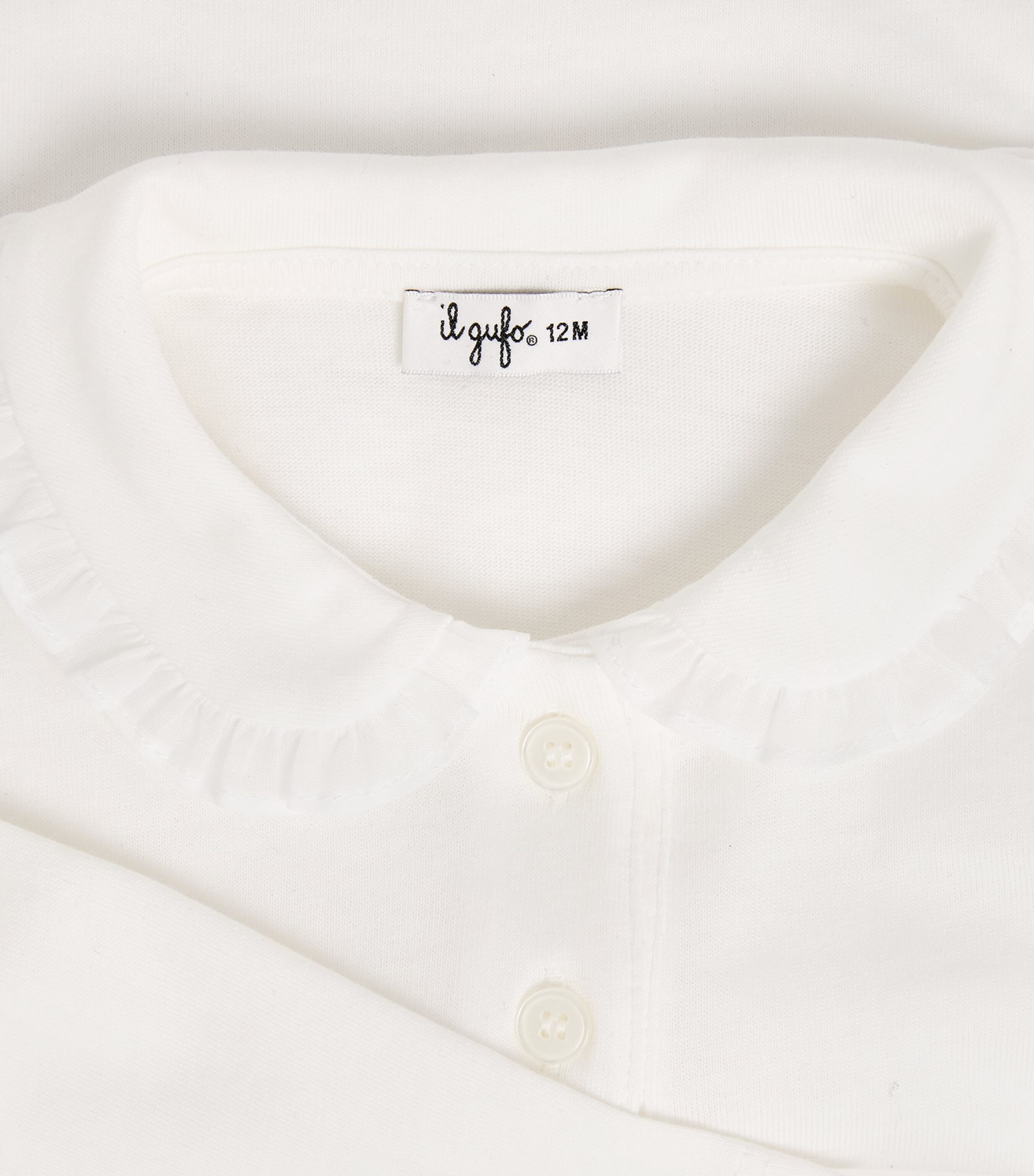 Il Gufo Frill-Trim Polo Shirt (6 Months-10 Years) Milk/white Image 3