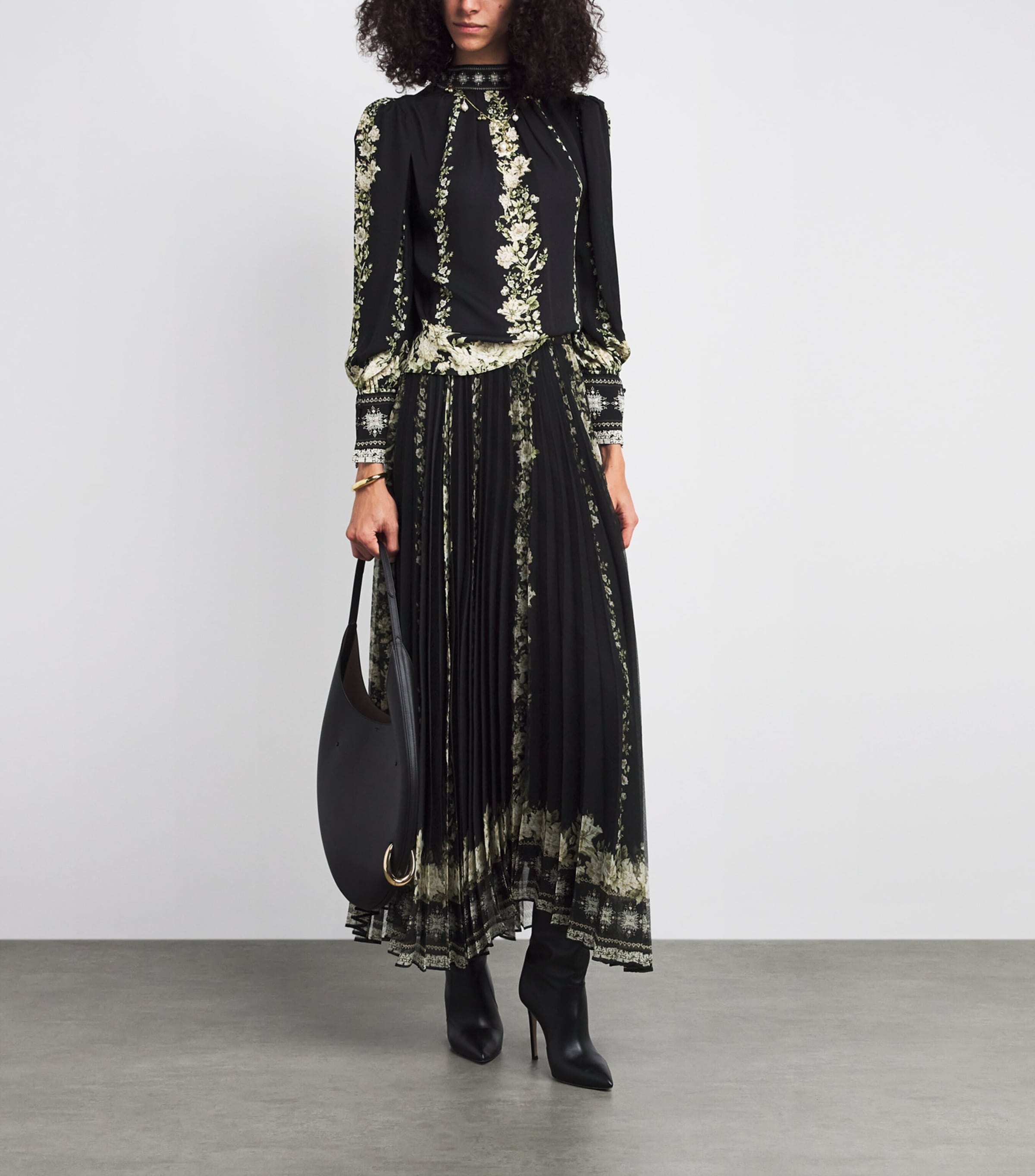 Alice+Olivia Black Floral Marion Blouse | Harrods US