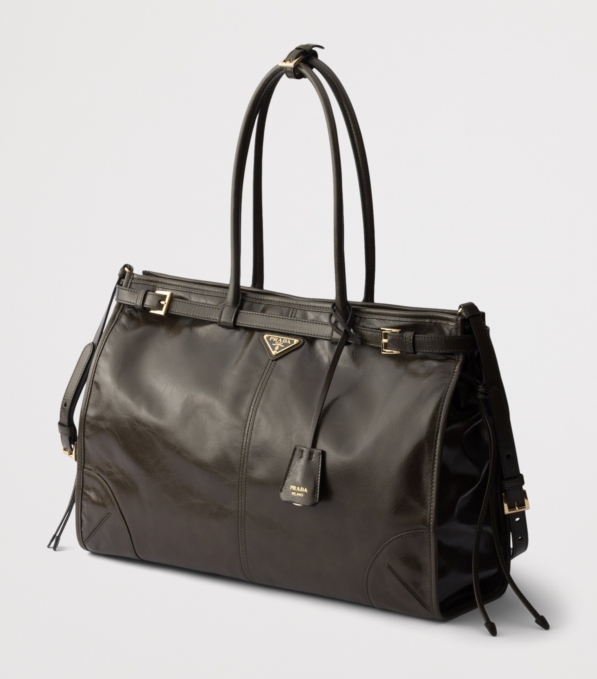 Prada Extra Large Leather Bonnie Shoulder Bag Green Image 3