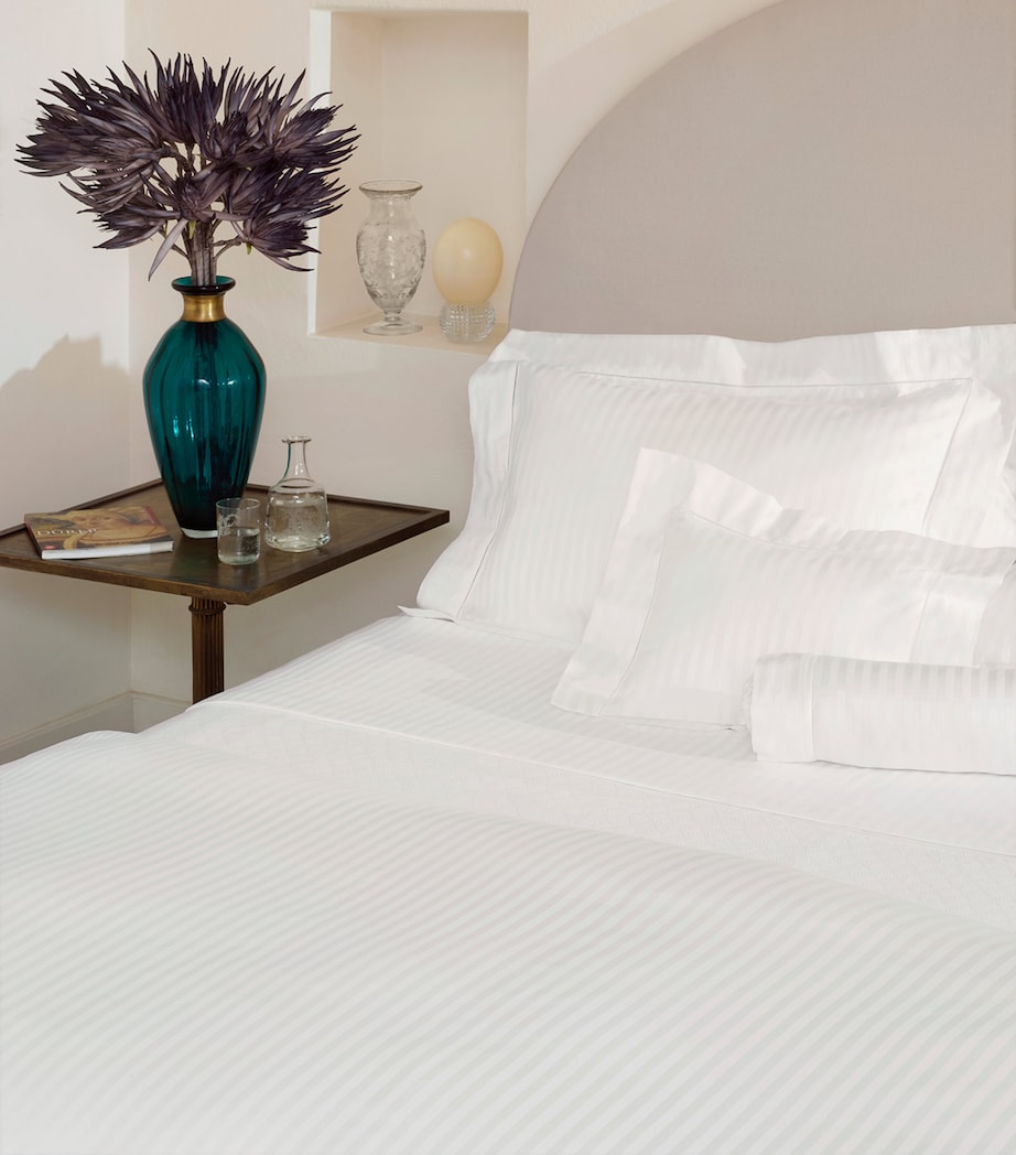 Raso Rigato Pillowcase (50cm x 90cm) WHITE Image 2