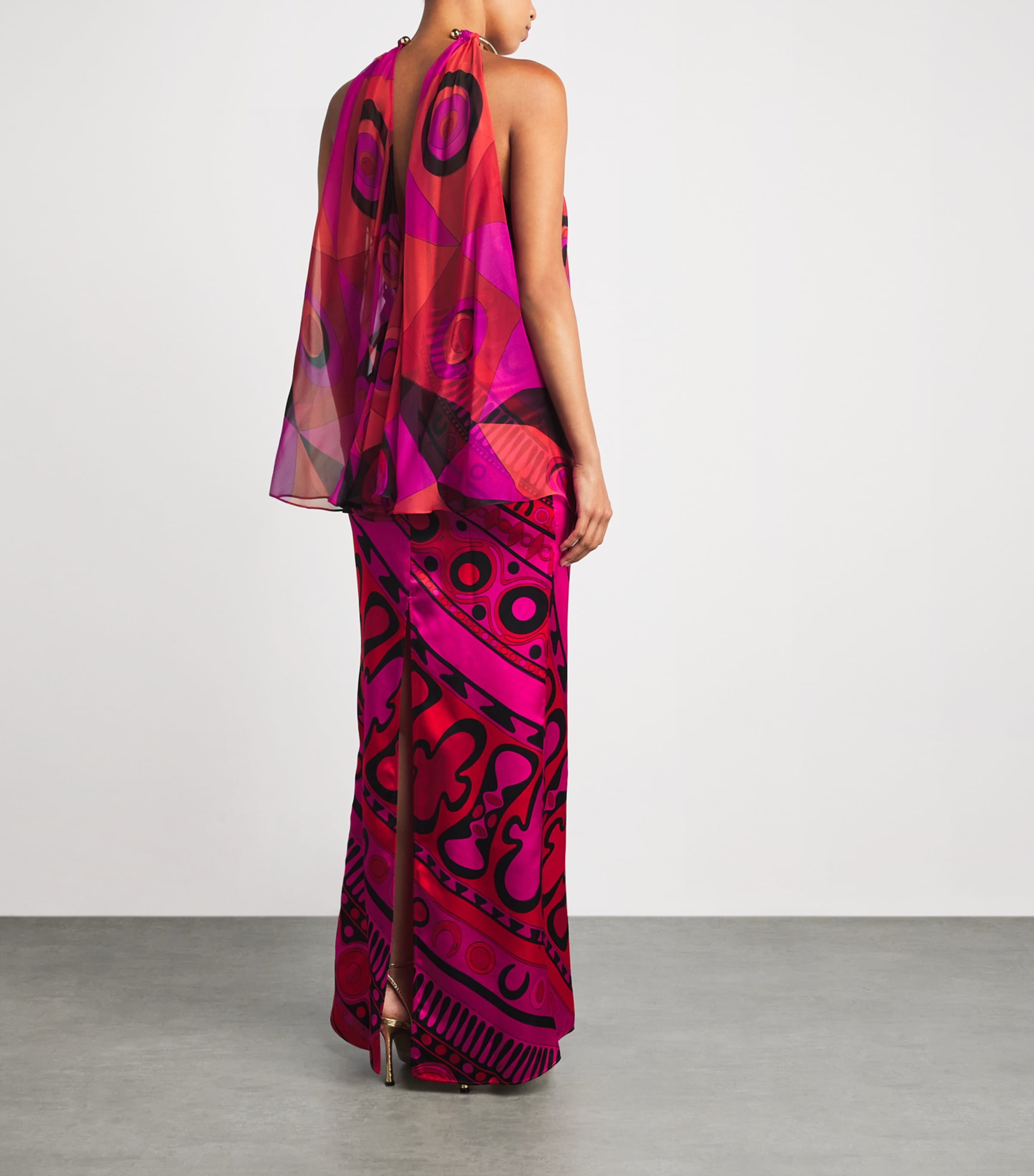 PUCCI Womens Silk Occhi Print Maxi Dress Fuchsia Image 4
