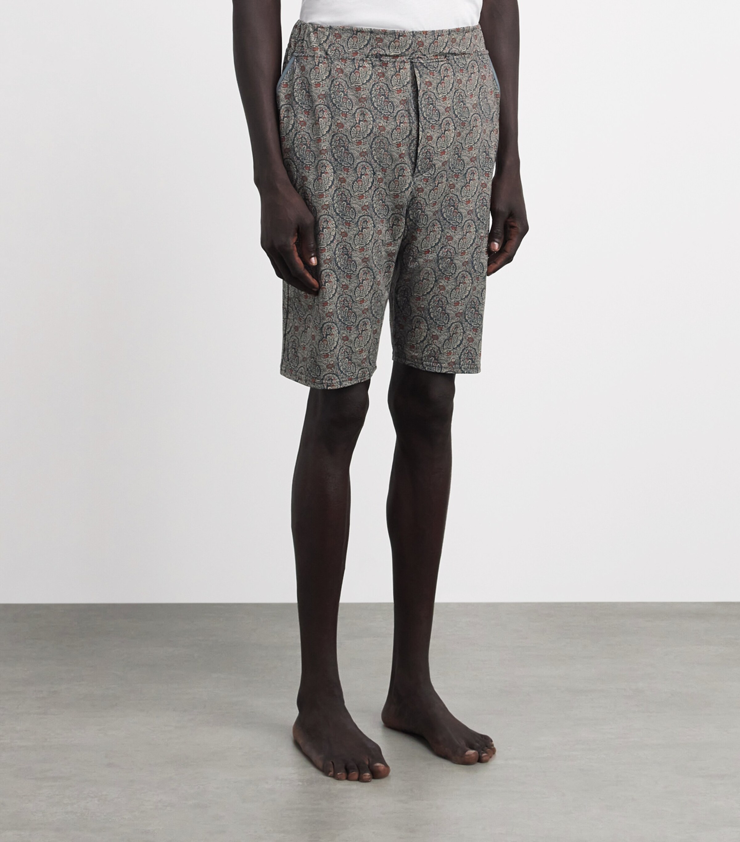 Homebody Mens Stretch-Modal Paisley Pyjama Shorts Neem Image 4
