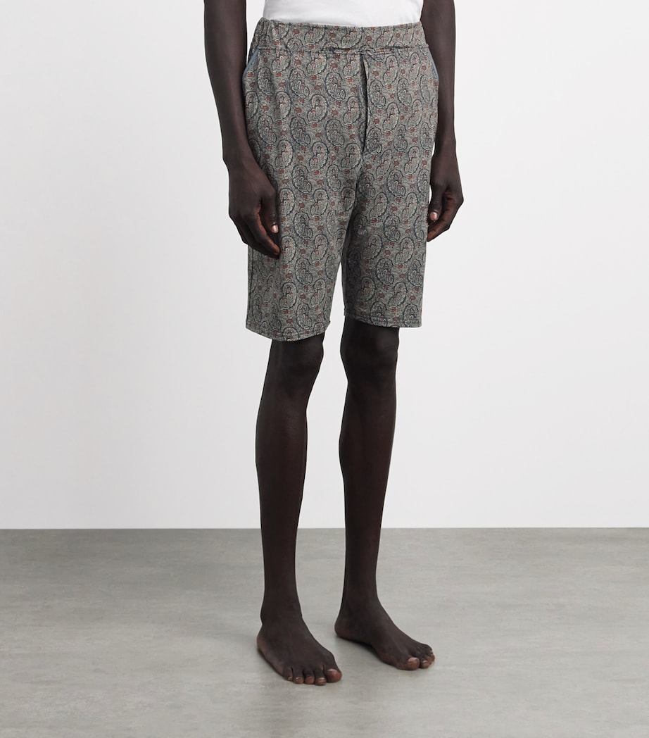 Homebody Mens Stretch-Modal Paisley Pyjama Shorts Neem Image 4