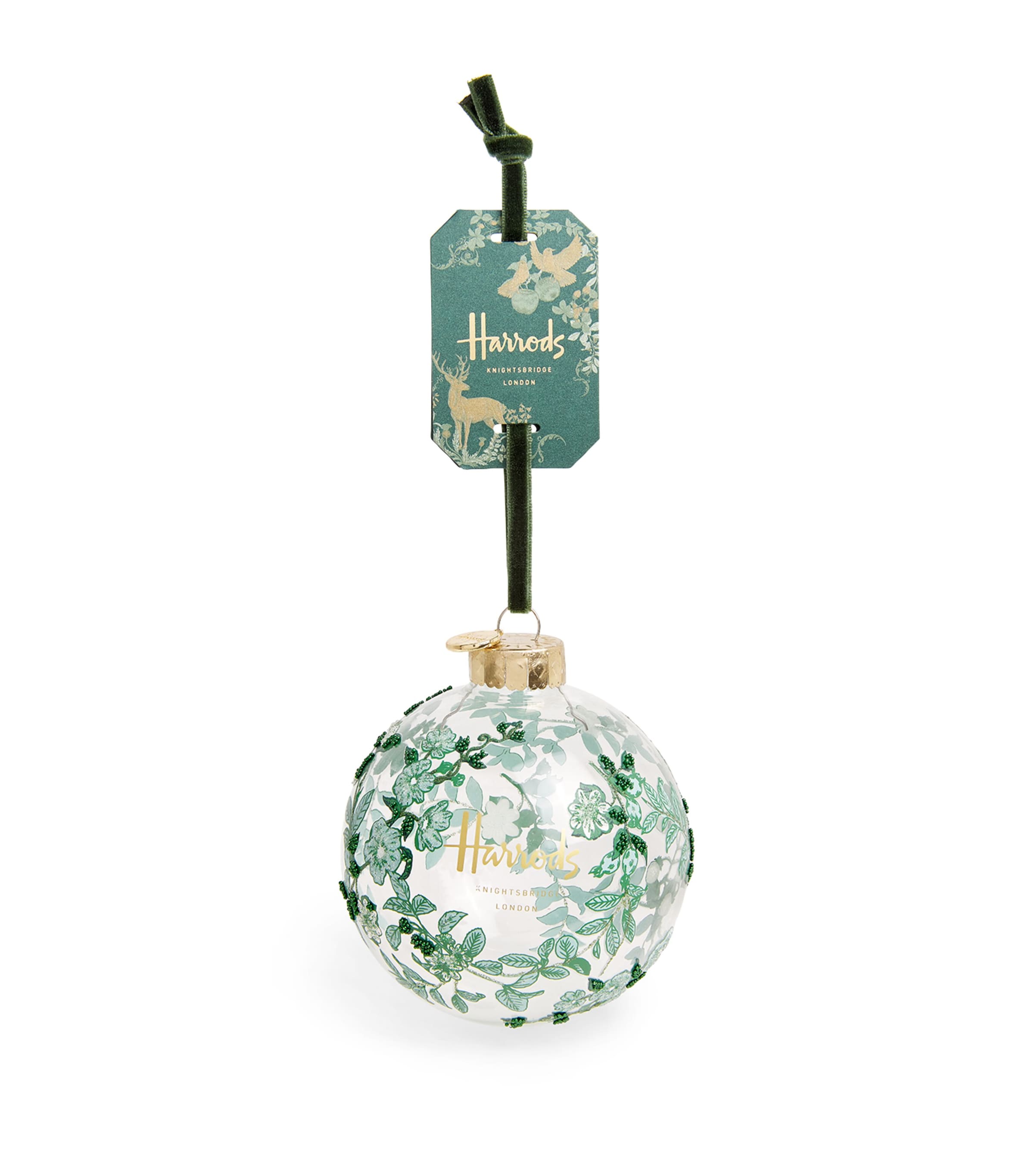 Harrods Large Embellished Foliage Bauble In Transparent