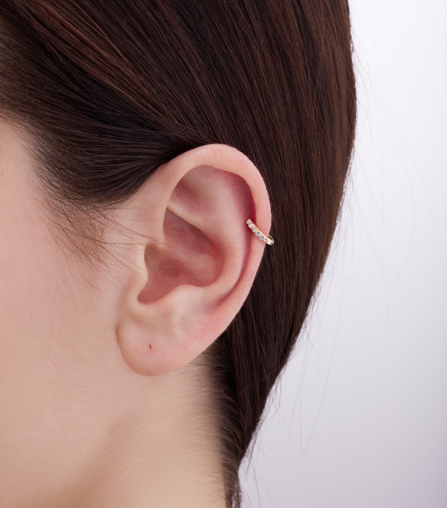 Yellow Gold Invisible Set Diamond Eternity Hoop Earring (6.5mm) YELLOW GOLD Image 3