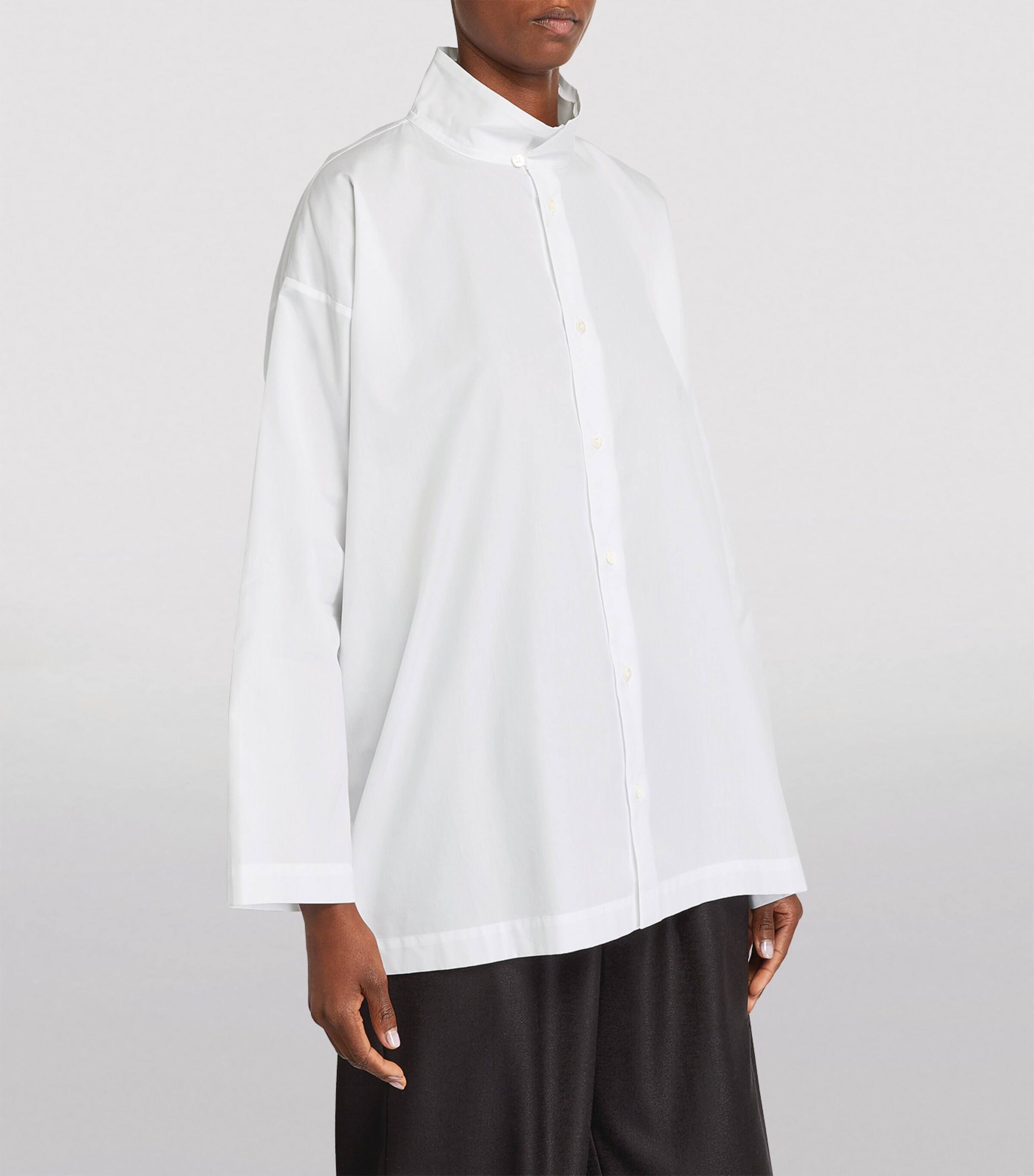 A-Line Stand-Collar Shirt WHITE Image 10