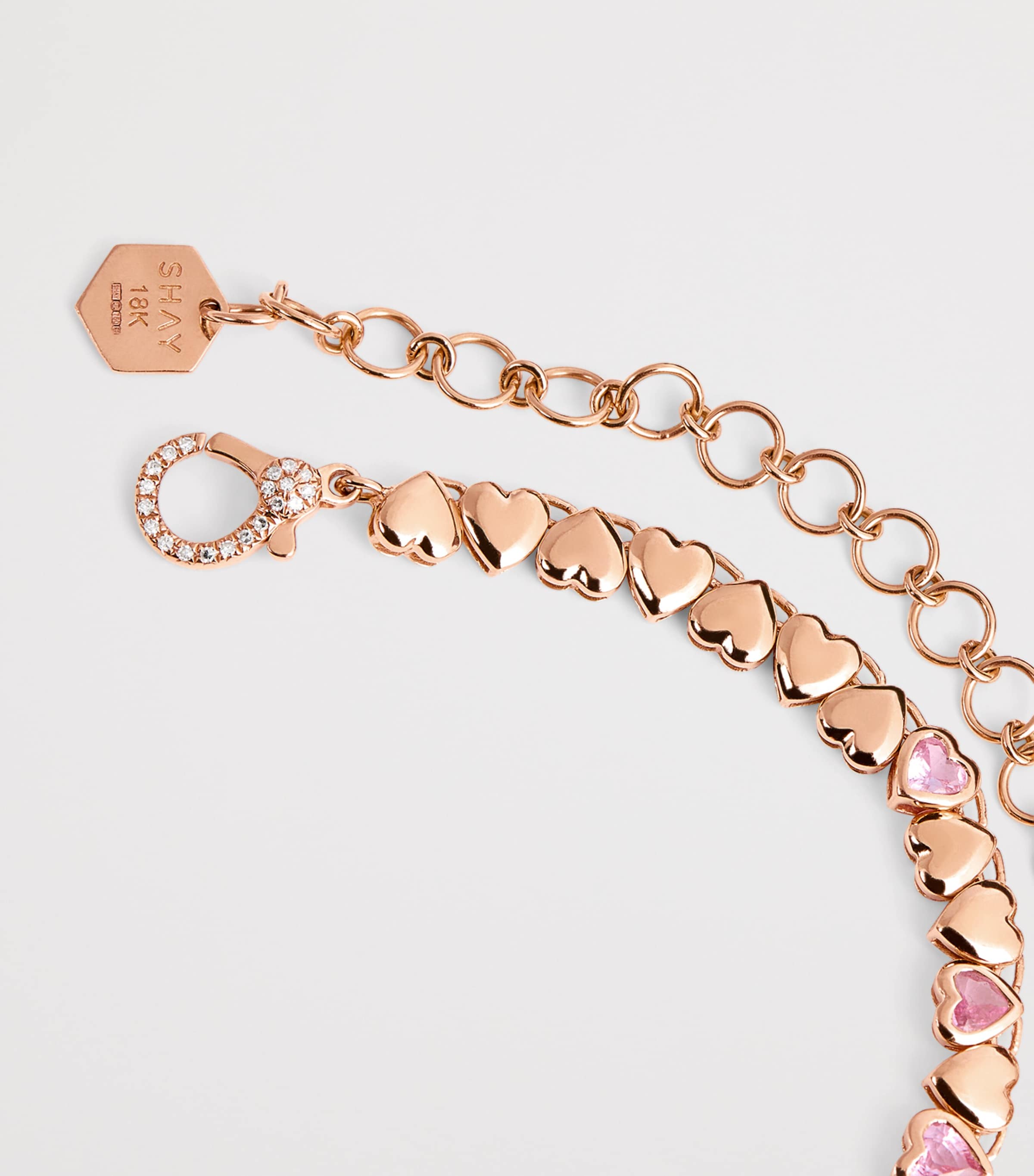 Rose Gold, Diamond and Sapphire Heart Tennis Necklace ROSE GOLD Image 3