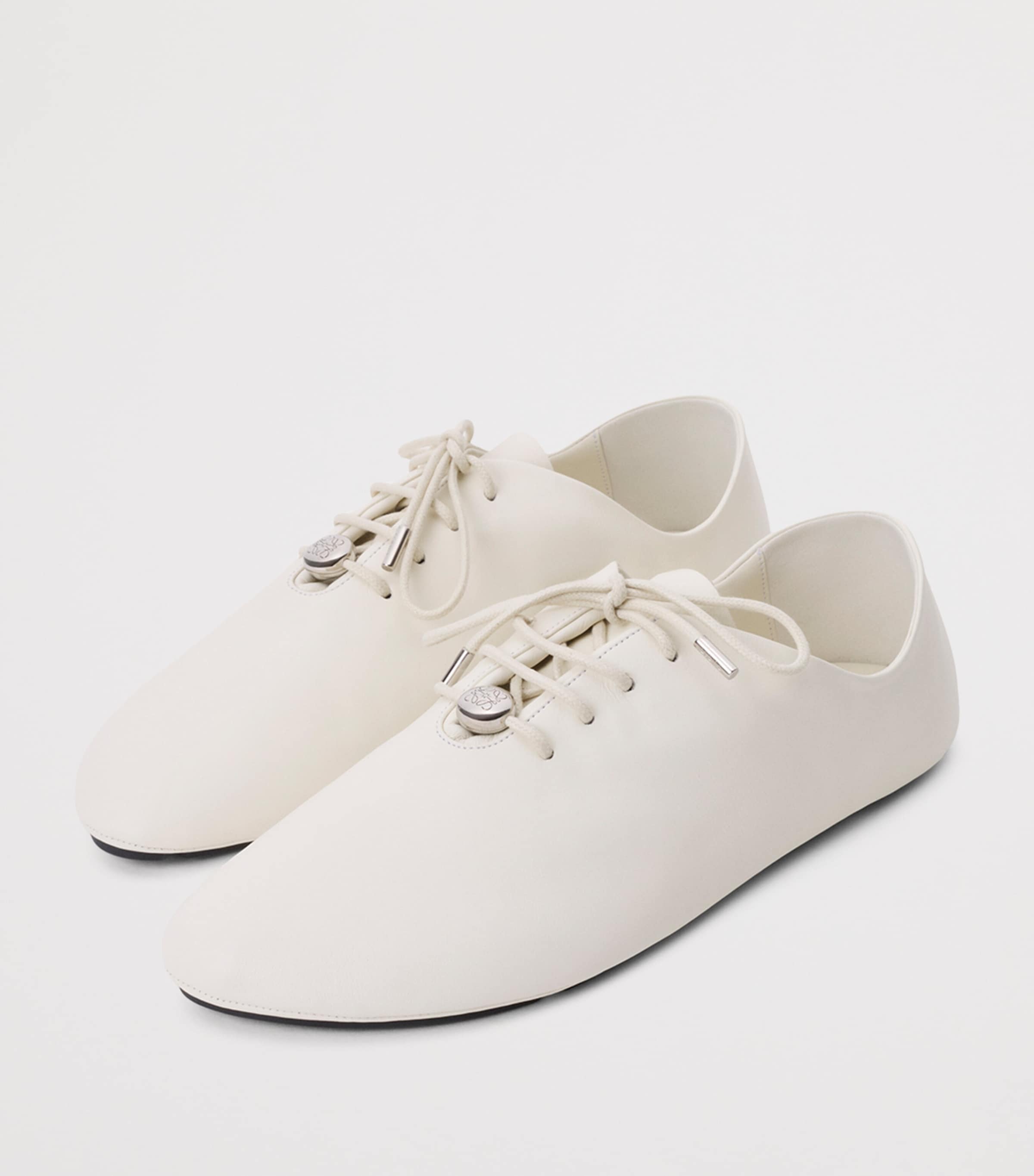 LOEWE Leather Pebble Soft Sneakers White Image 3