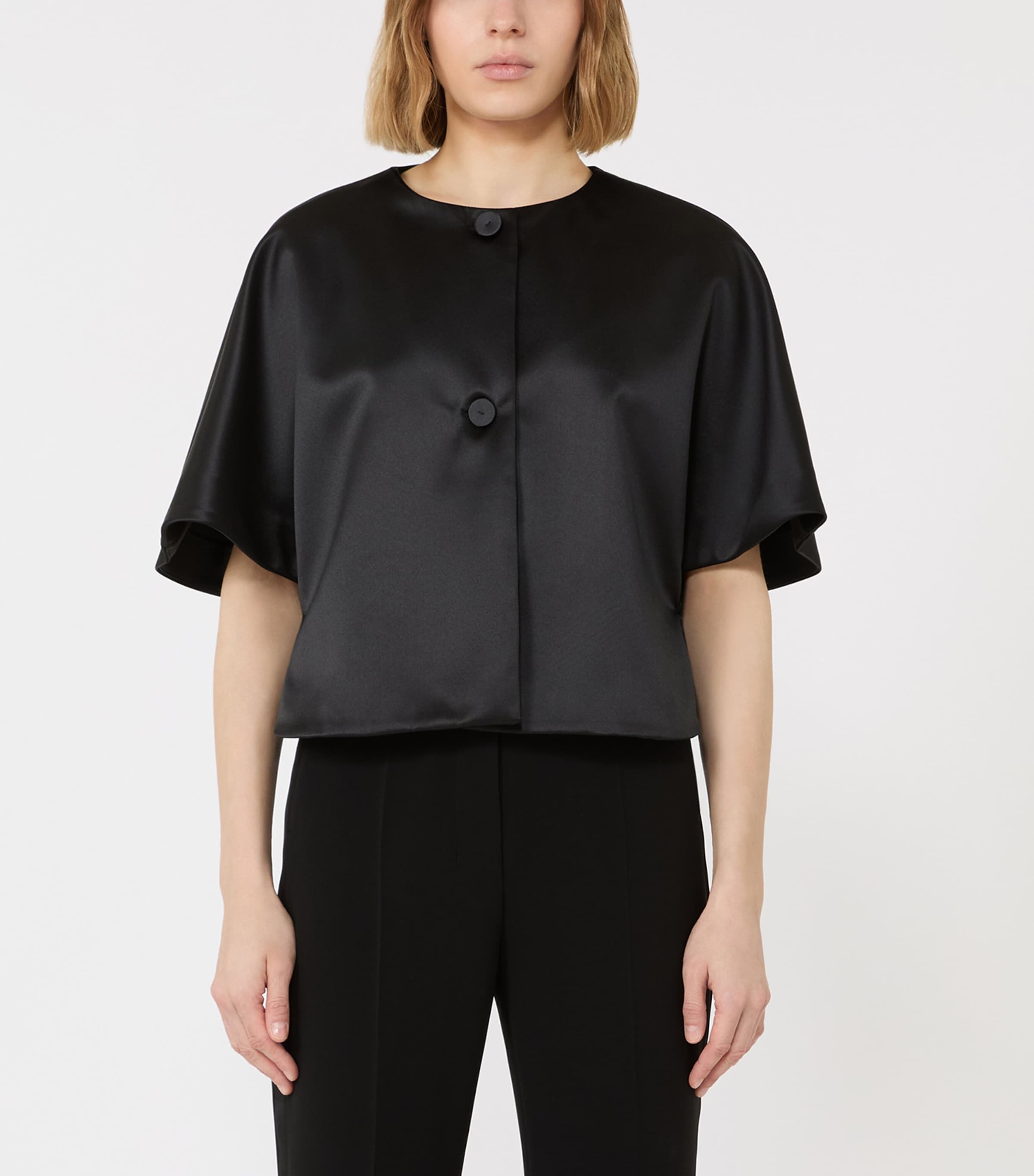 Max Mara Womens Satin Cape-Style Top Black Image 2