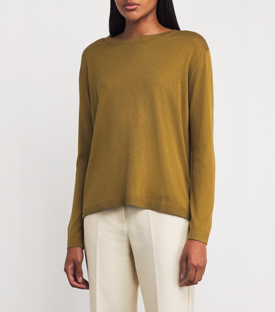 Silk-Cotton Arca Sweater OLIVE GREEN Image 3