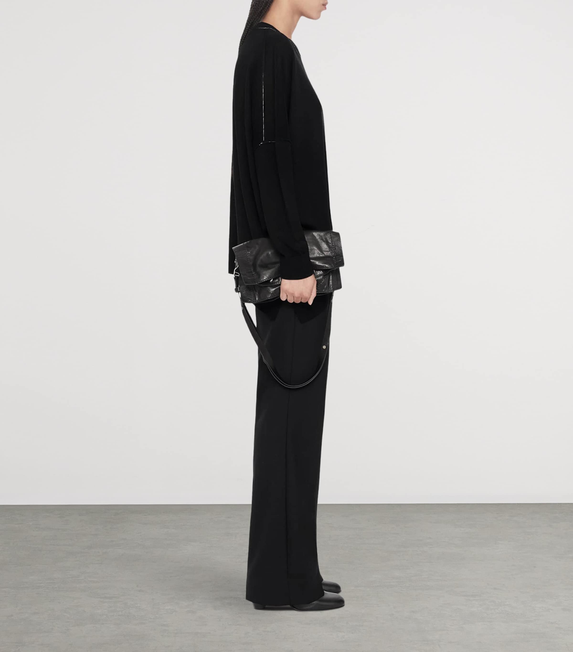 AllSaints Womens Merino Wool Asymmetric Martel Sweater Black Image 6