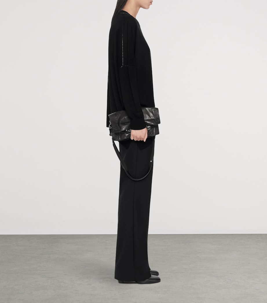 AllSaints Womens Merino Wool Asymmetric Martel Sweater Black Image 6