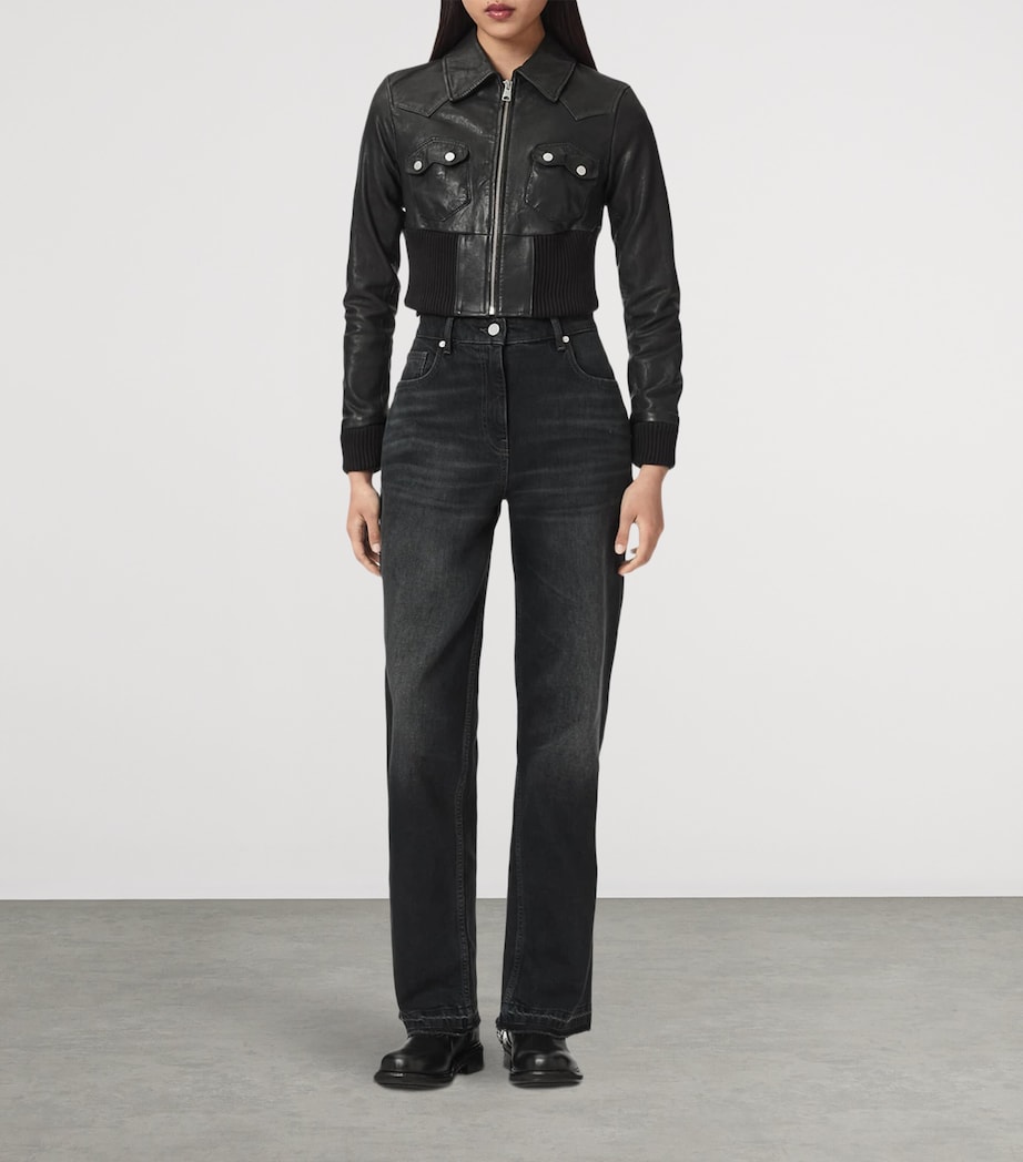 AllSaints Womens Leather Lena Jacket Black Image 2