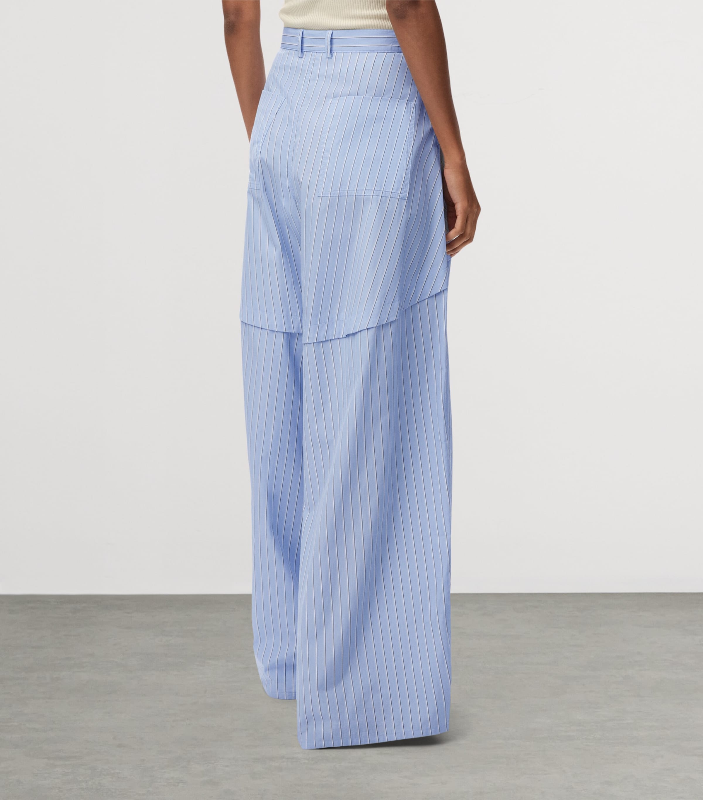 LOEWE Womens x Paula's Ibiza Cotton Panelled Stripe Trousers Blue/multicolor Image 4