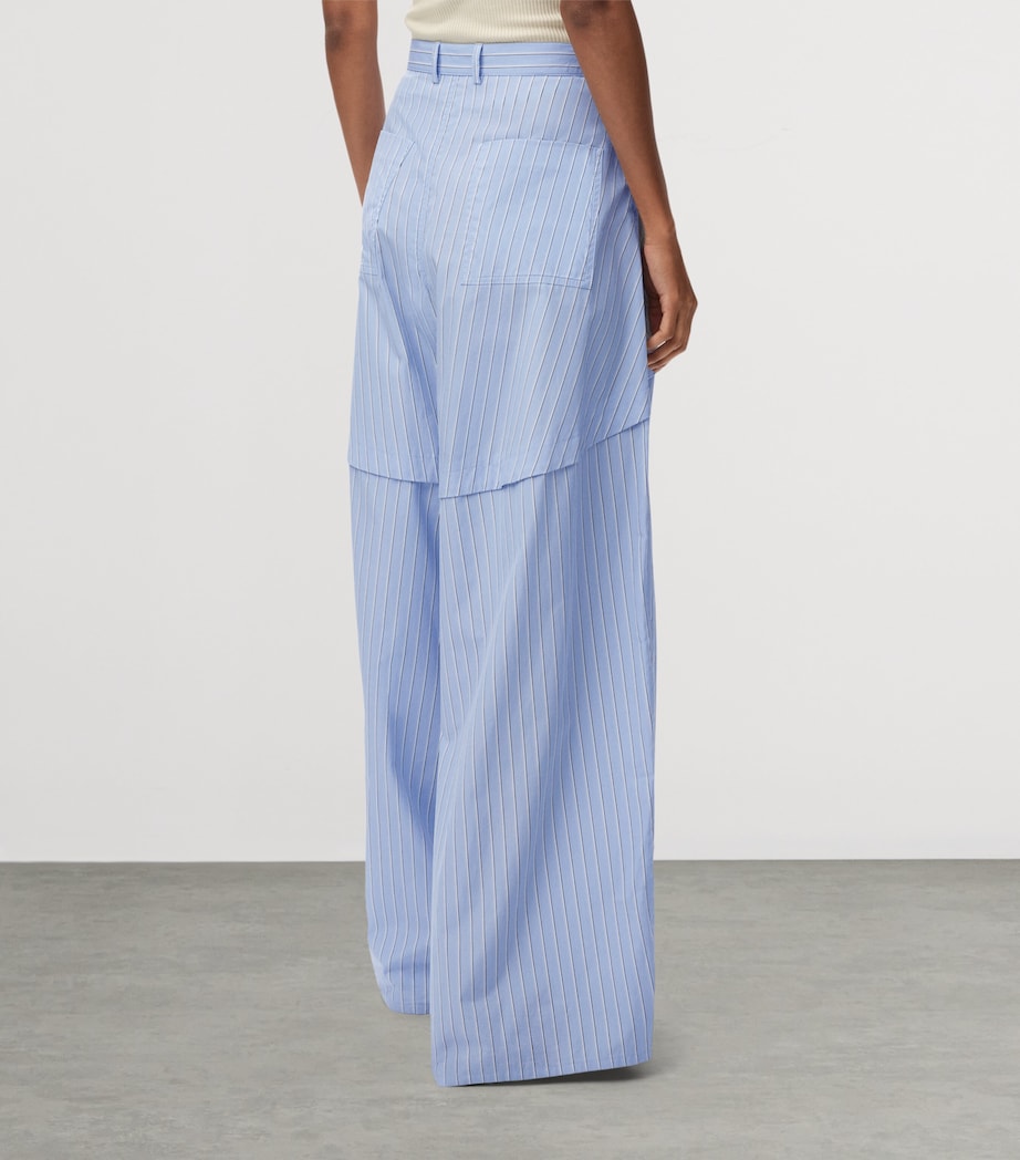 LOEWE Womens x Paula's Ibiza Cotton Panelled Stripe Trousers Blue/multicolor Image 4