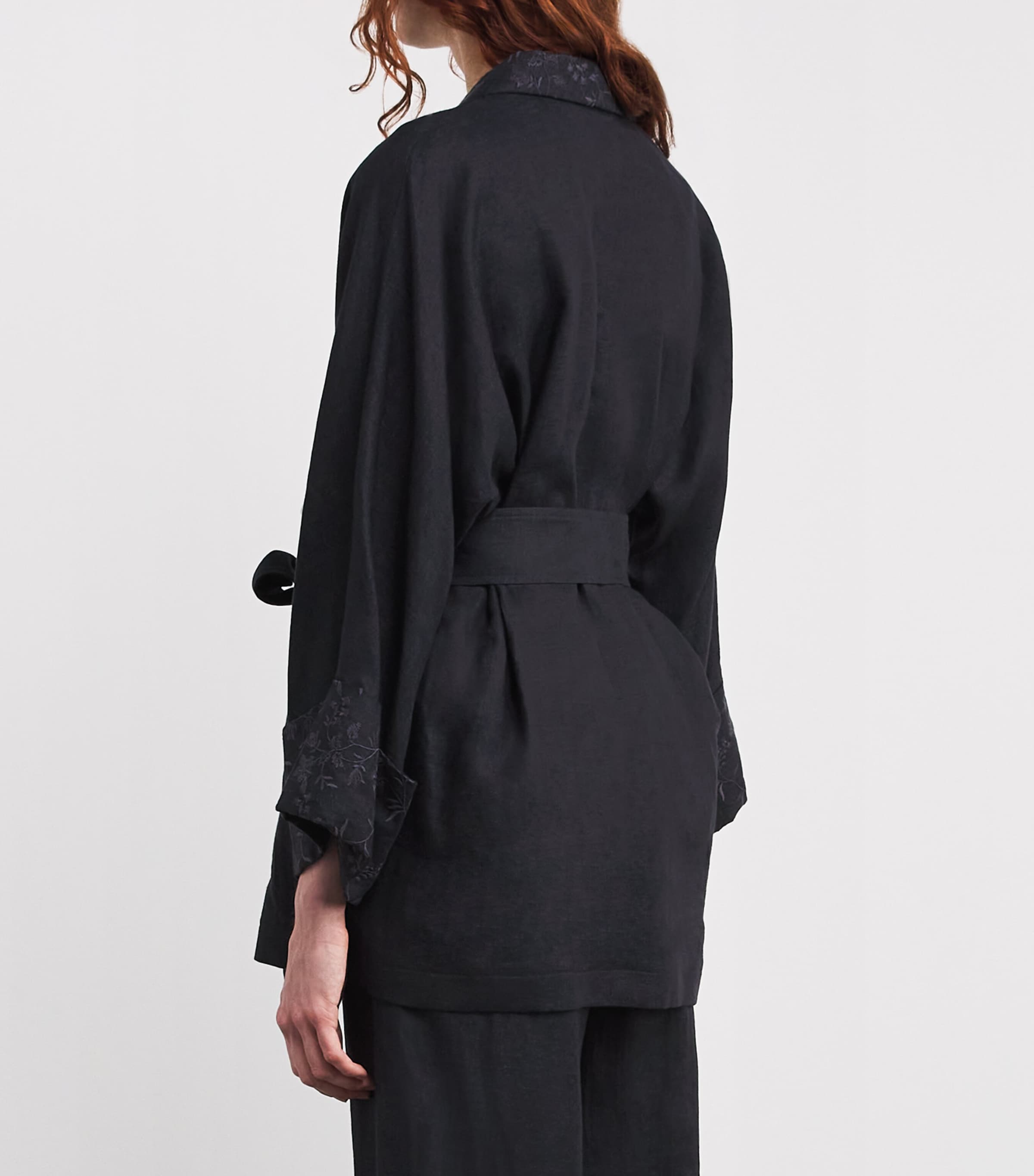 Eleventy Womens x Harrods Linen Belted Blazer Nero Image 4