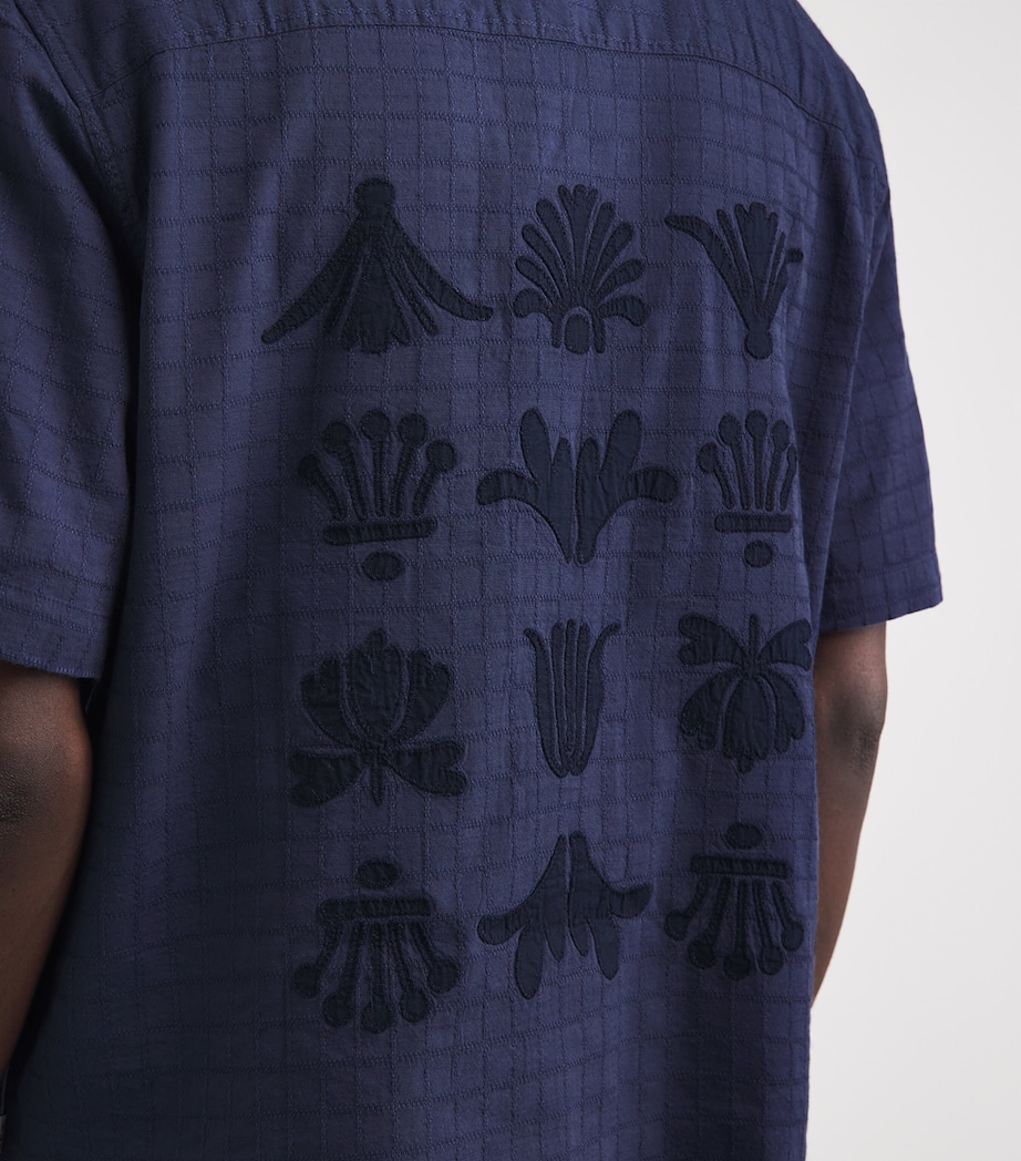 Wax London Mens Embroidered Curzon Shirt Navy Image 3