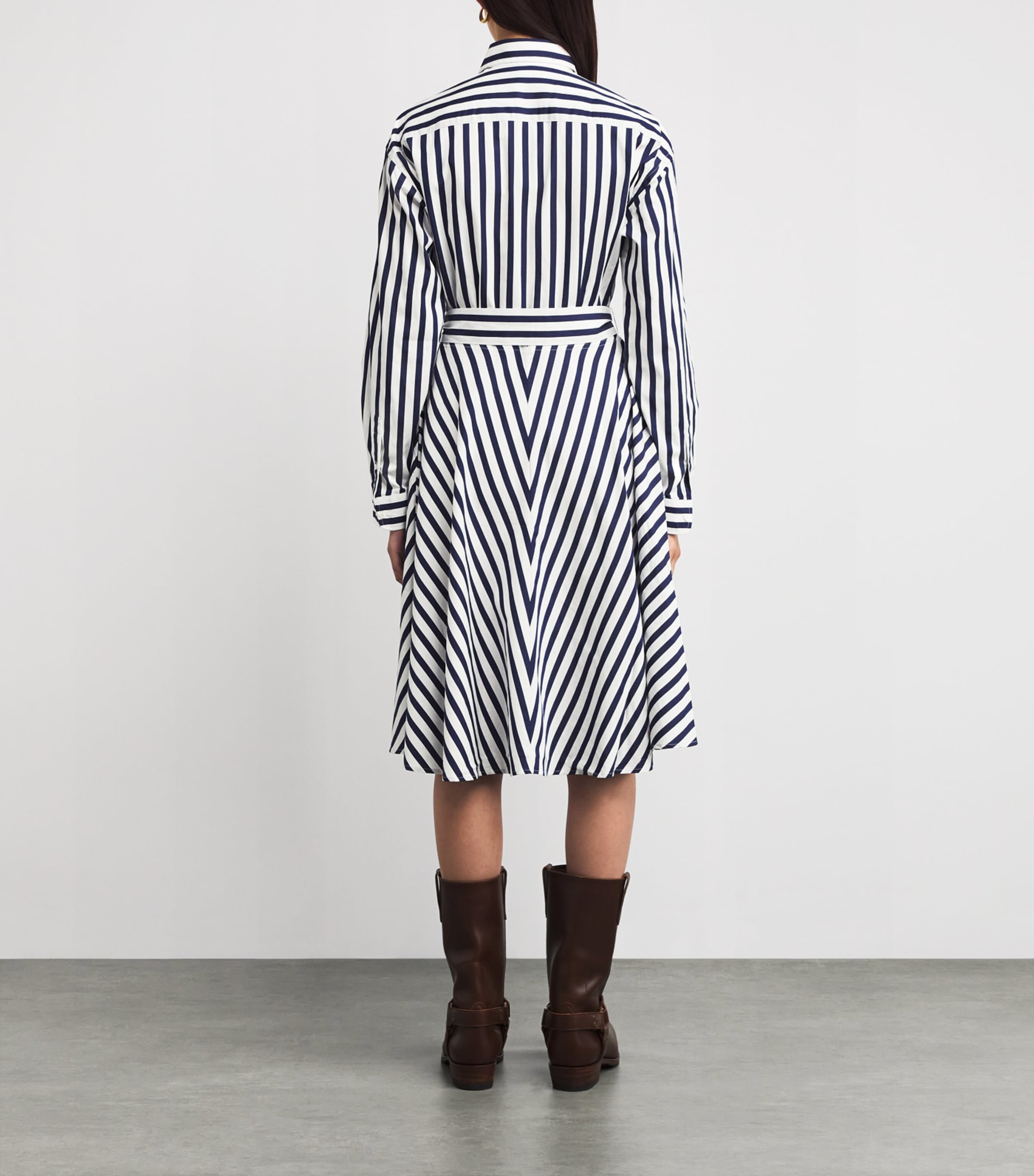 Polo Ralph Lauren Womens Stripe Polo Pony Mini Shirt Dress Nvy/w Image 4