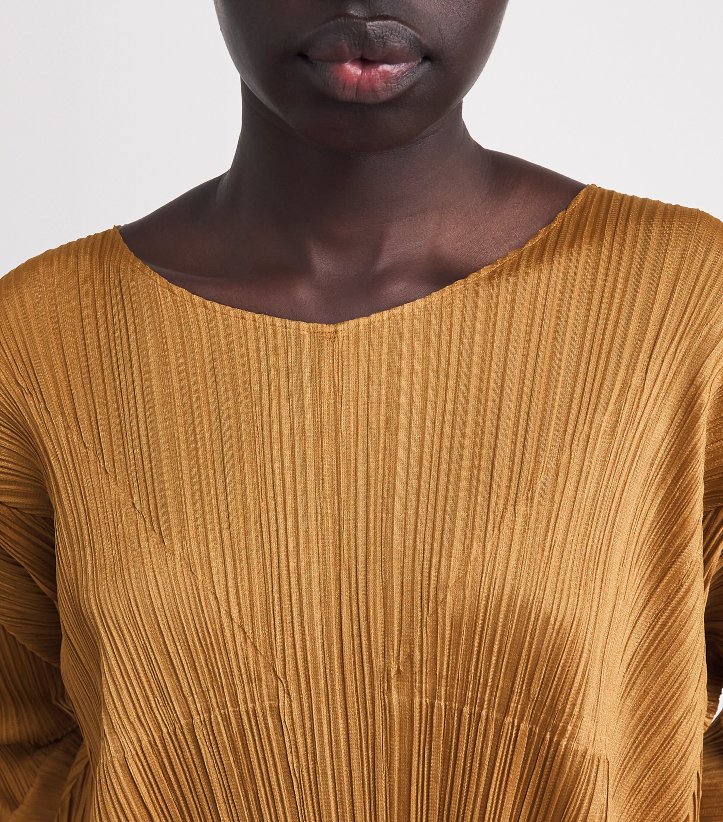 Pleats Please Issey Miyake Womens Efficient Square 2 Top Camel Brown Image 3