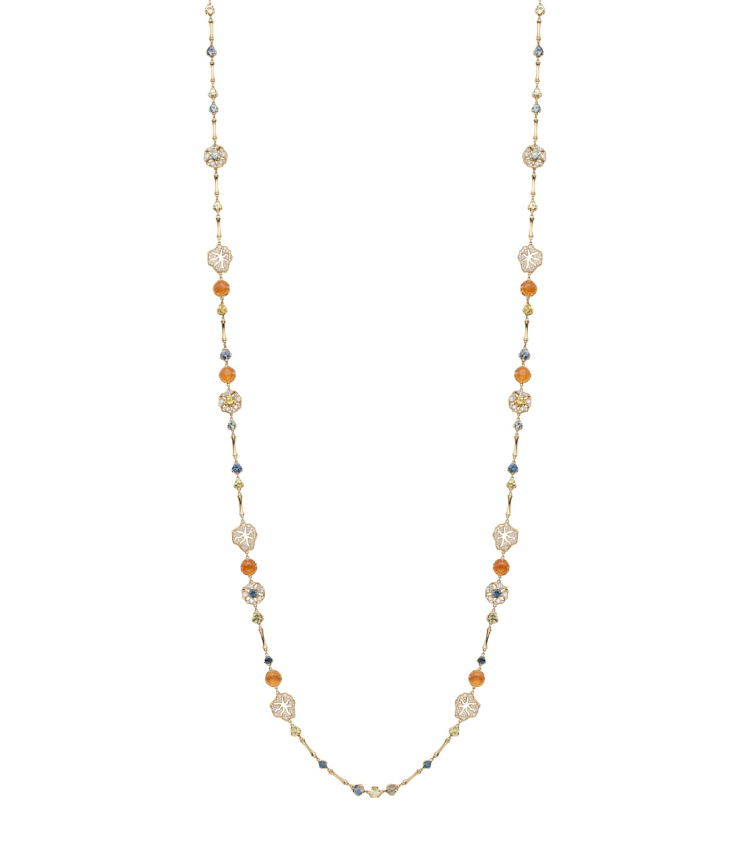Boodles Yellow Gold, Diamond, Sapphire and Garnet The Palace Collection Queen Charlotte’s Cottage Necklace Gold Image 1