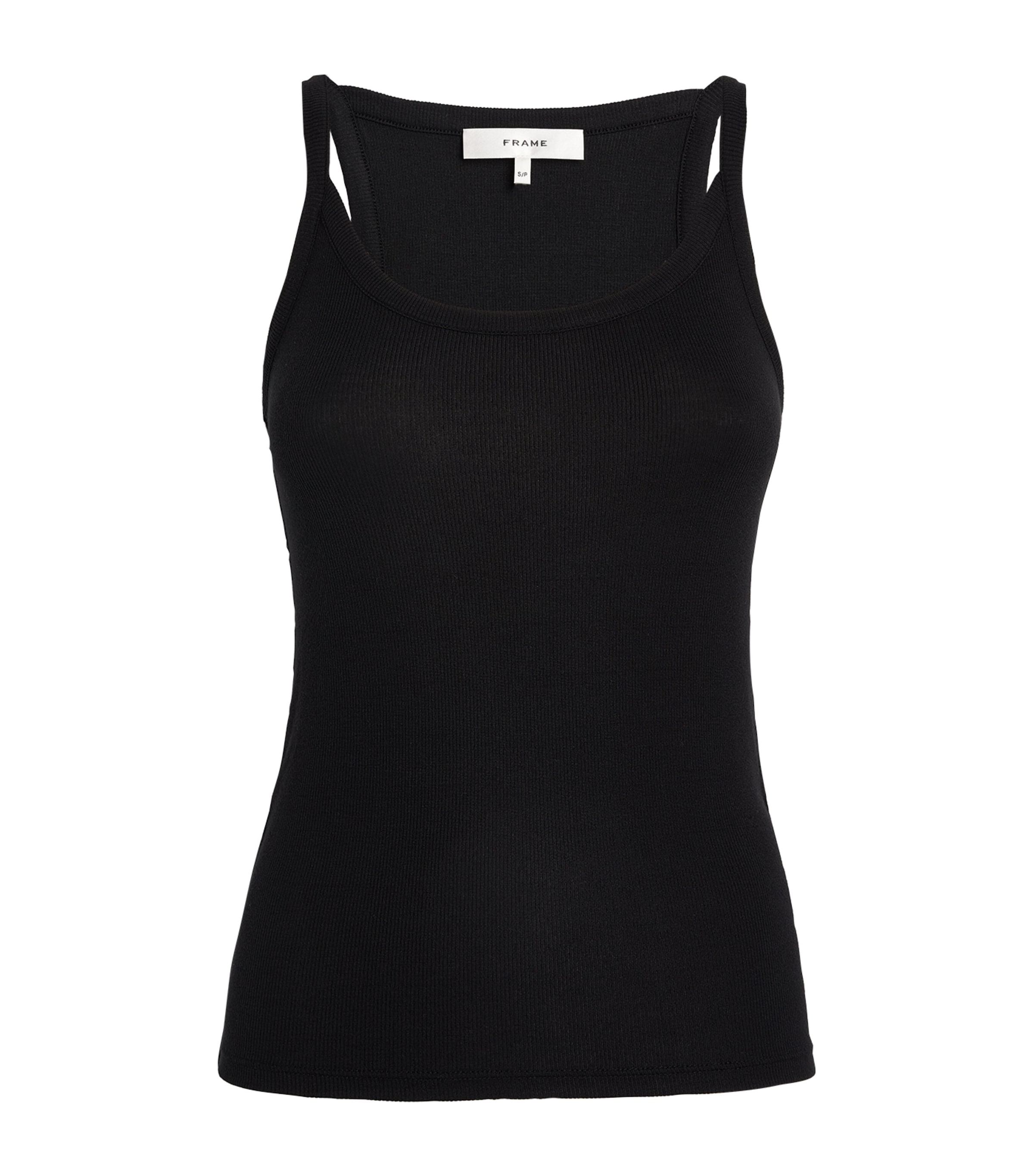 Frame Ribbed Cutaway Tank Top In Black