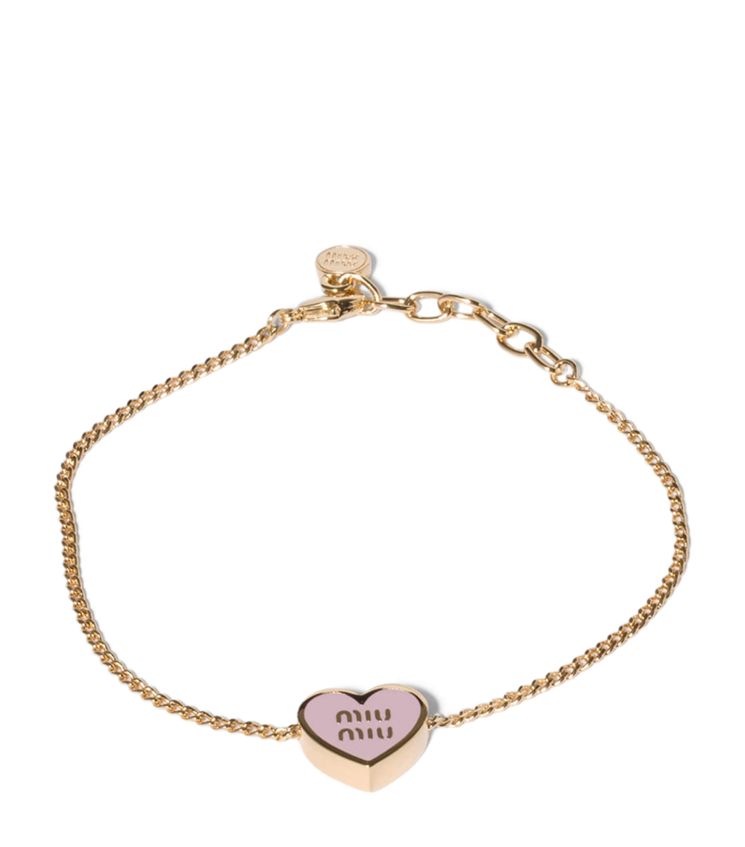 Miu Miu Enamel Heart Logo Bracelet Gold/silver Image 1
