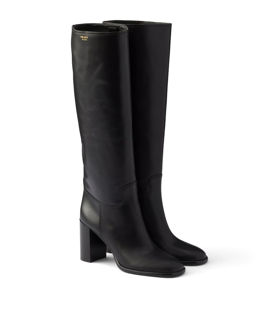 Prada Leather Knee-High Boots 85 Black Image 1