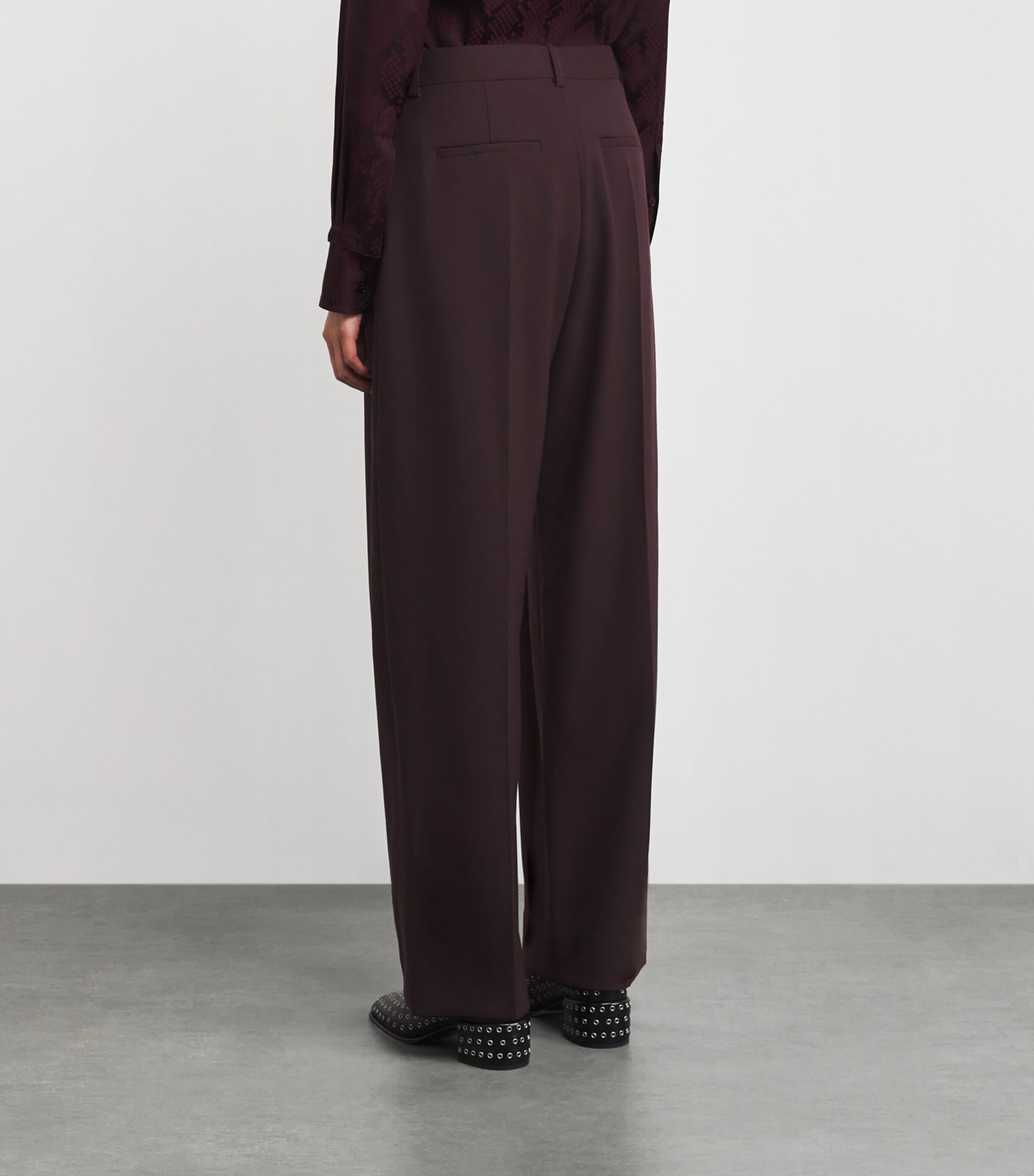 Pleated Wide-Leg Trousers 8849 DEEP MAHOGANY Image 4