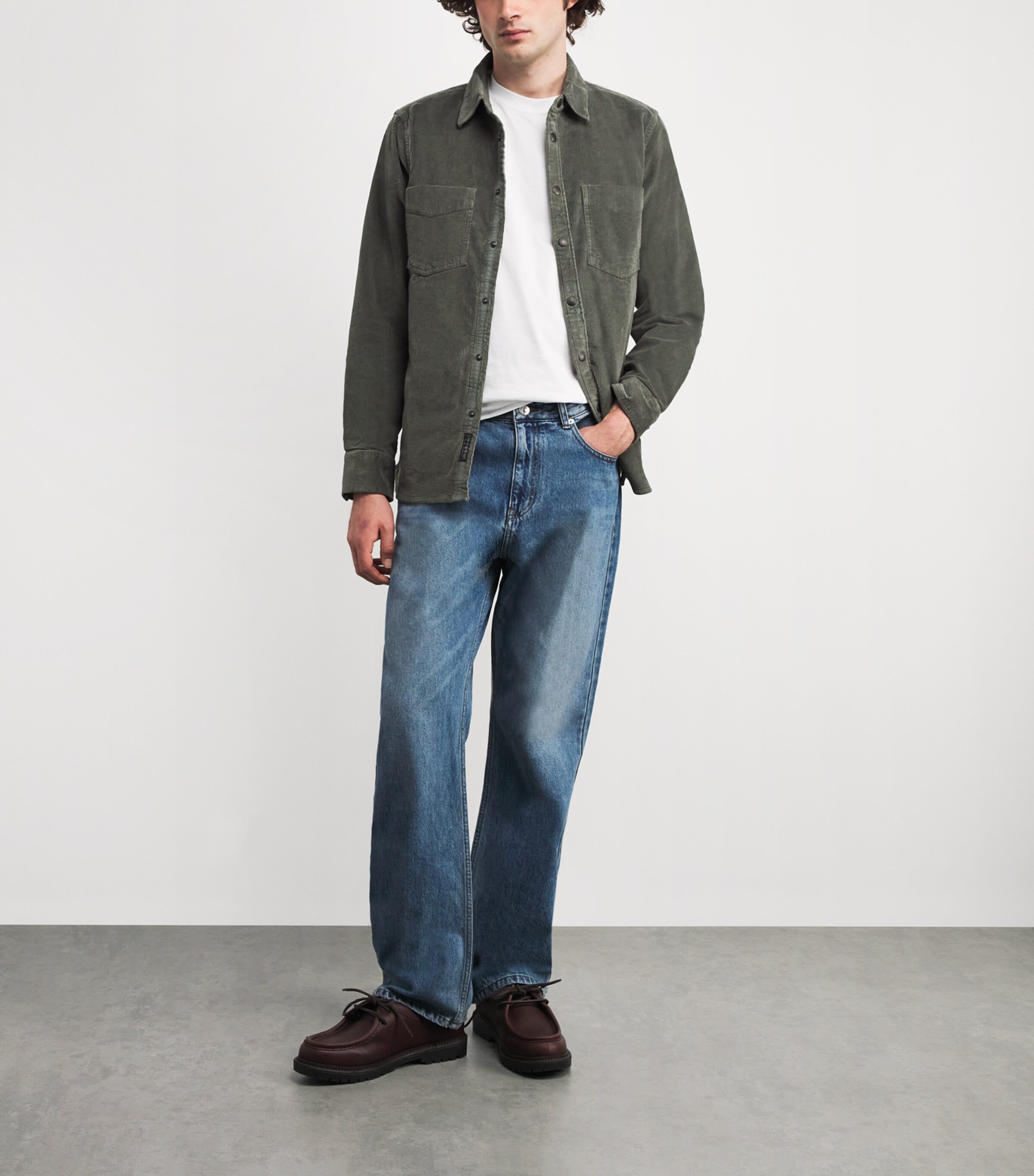 Stretch-Cotton Corduroy CPO Overshirt DKGRN Image 2