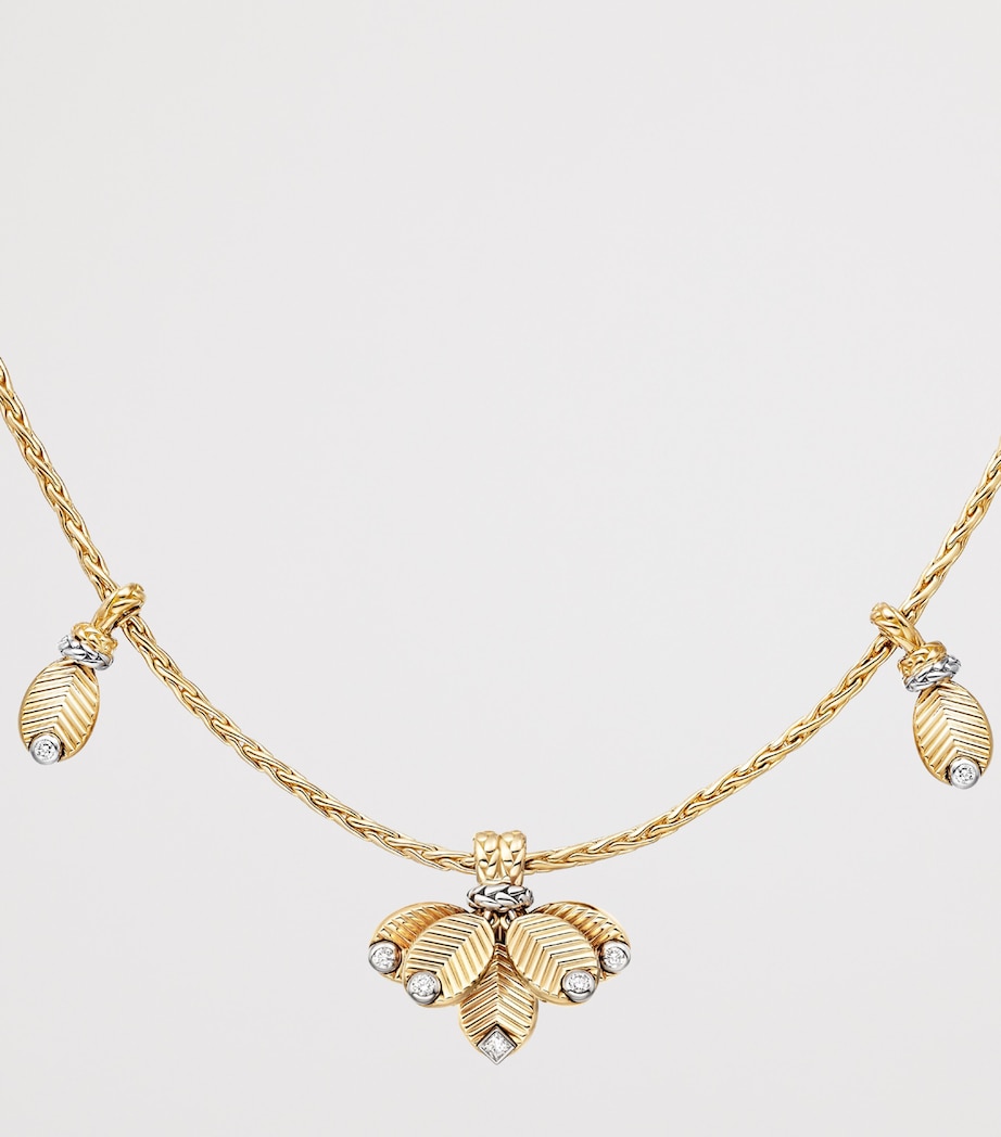 Yellow Gold, White Gold and Diamond Grain de Café Necklace MIXED GOLD Image 3