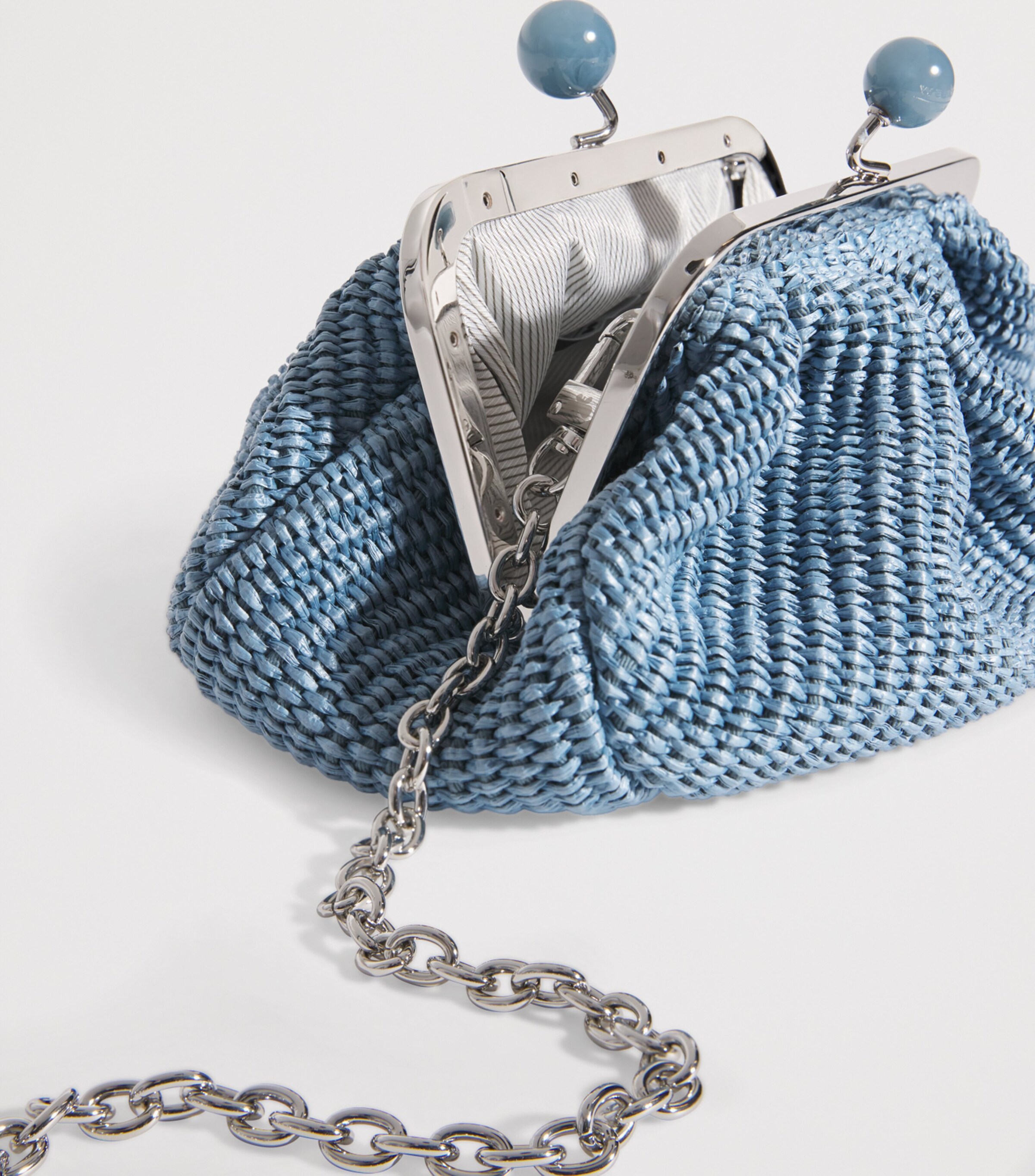 Small Raffia-Effect Pasticcino Bag LIGHT BLUE Image 6