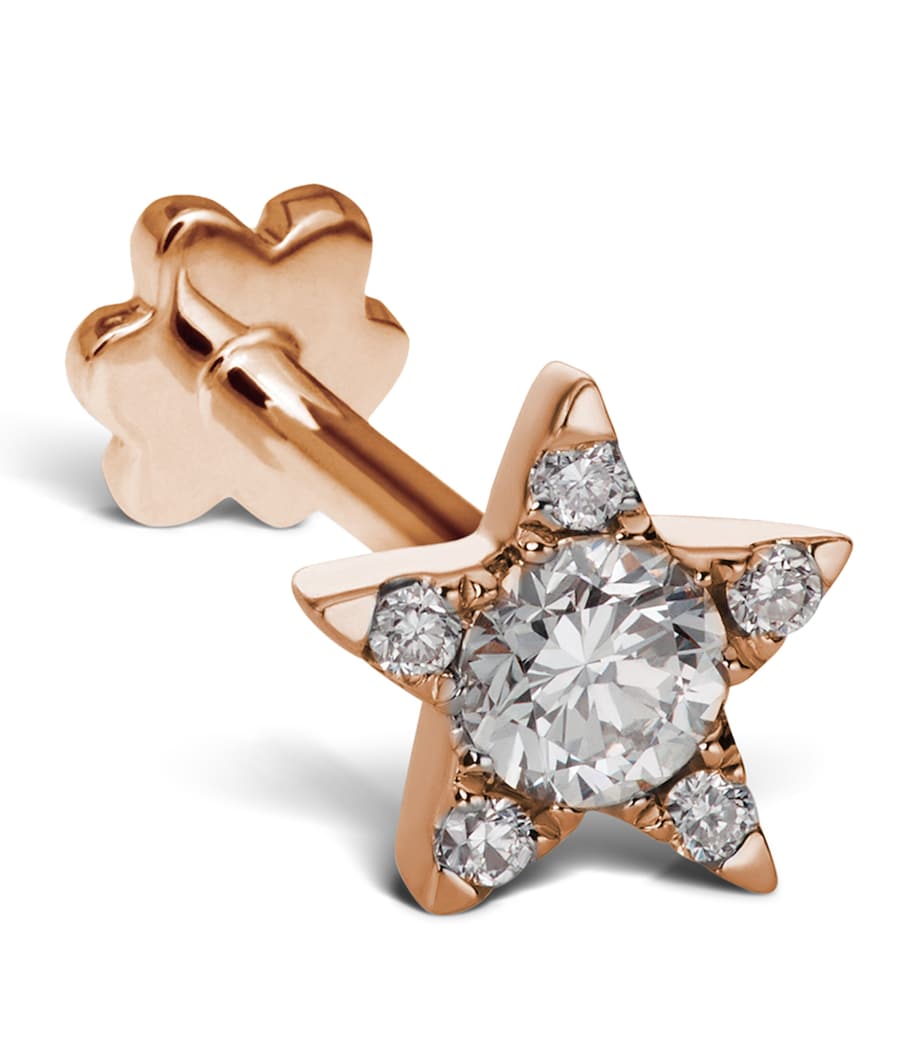 Rose Gold Diamond Star Threaded Stud Earring (5.5mm) ROSE GOLD Image 4