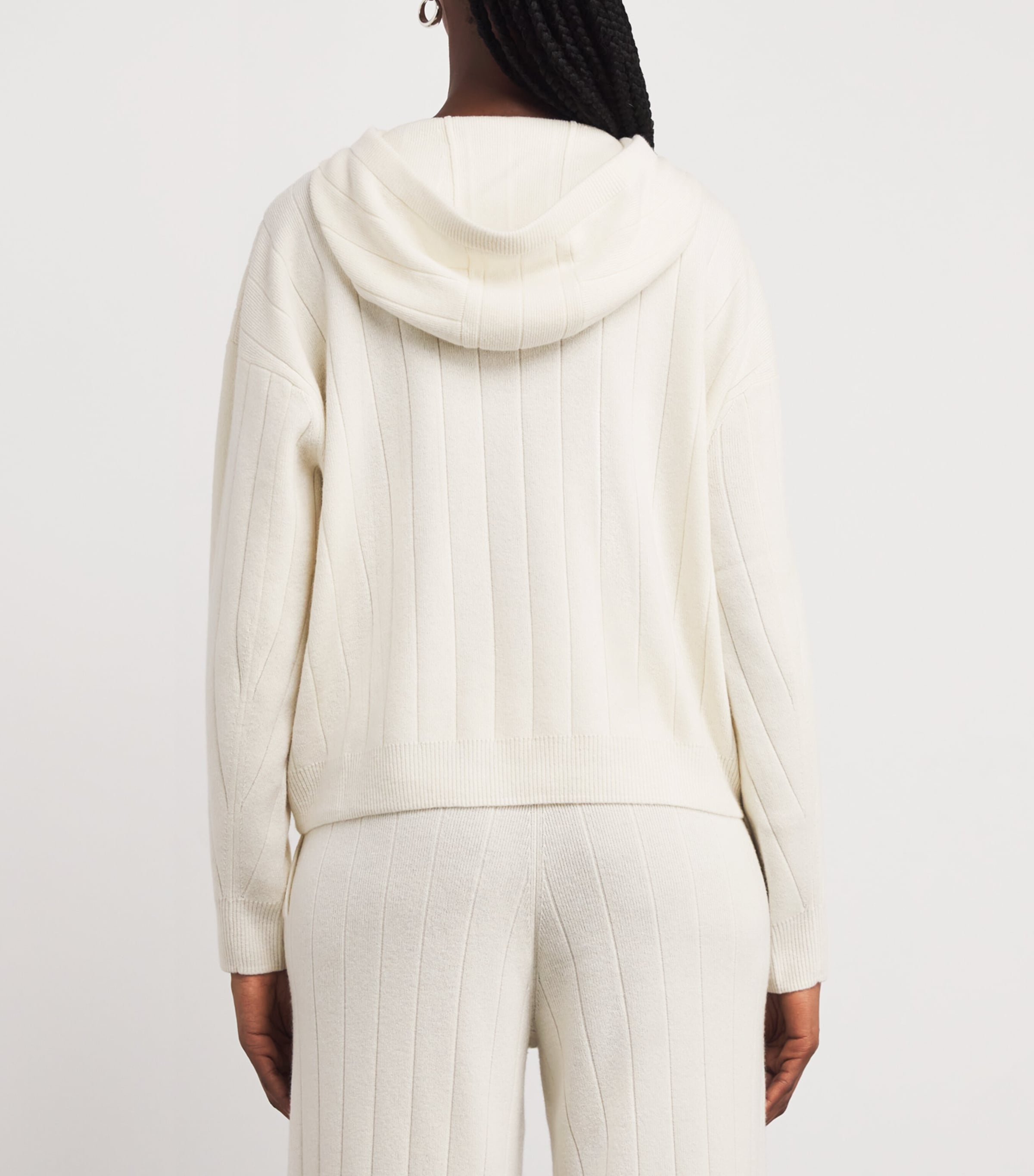 Cashmere Zip-Up Hoodie WHITE Image 4