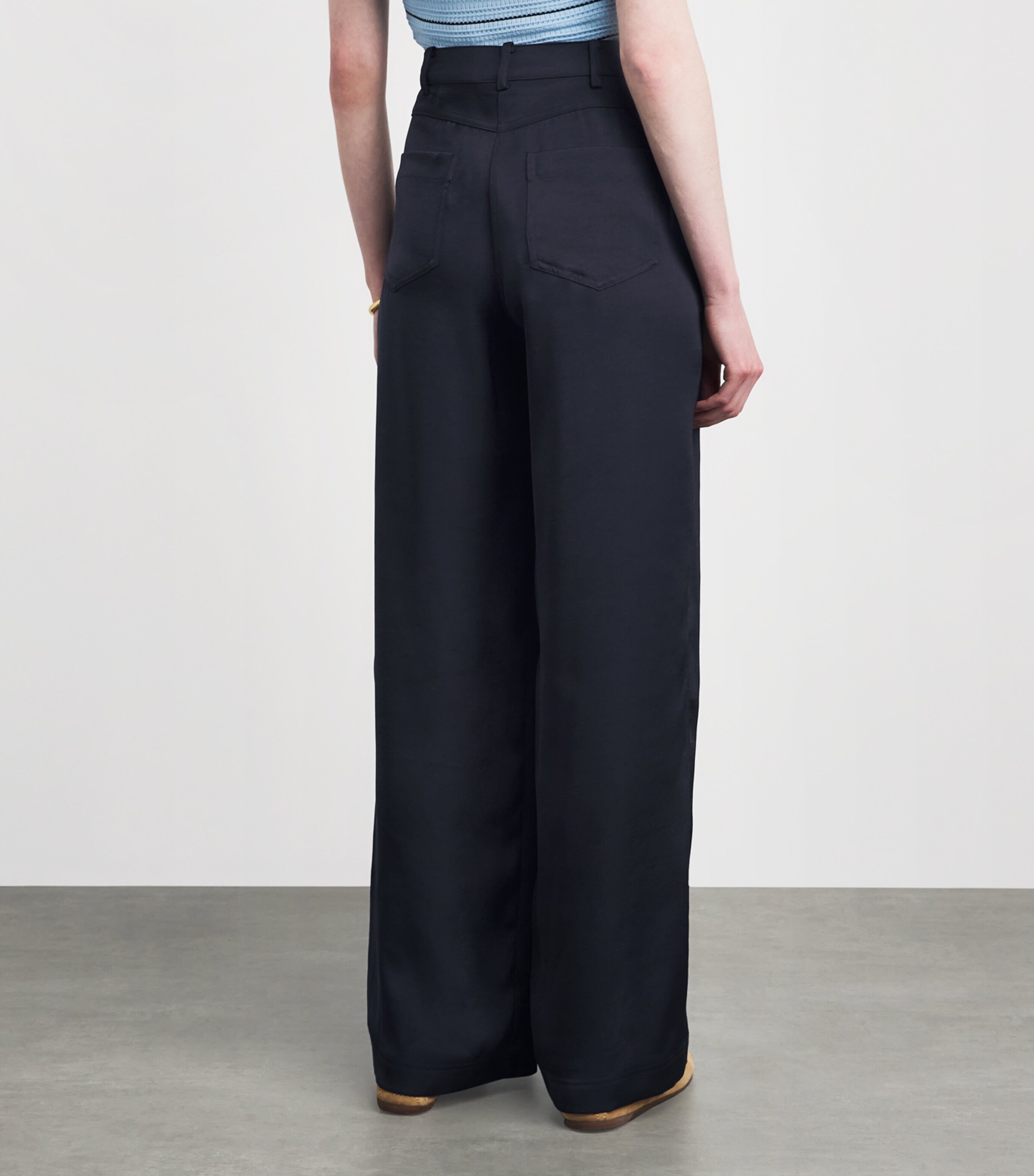 Claudie Pierlot Womens Wide-Leg Tailored Trousers Navy Image 5